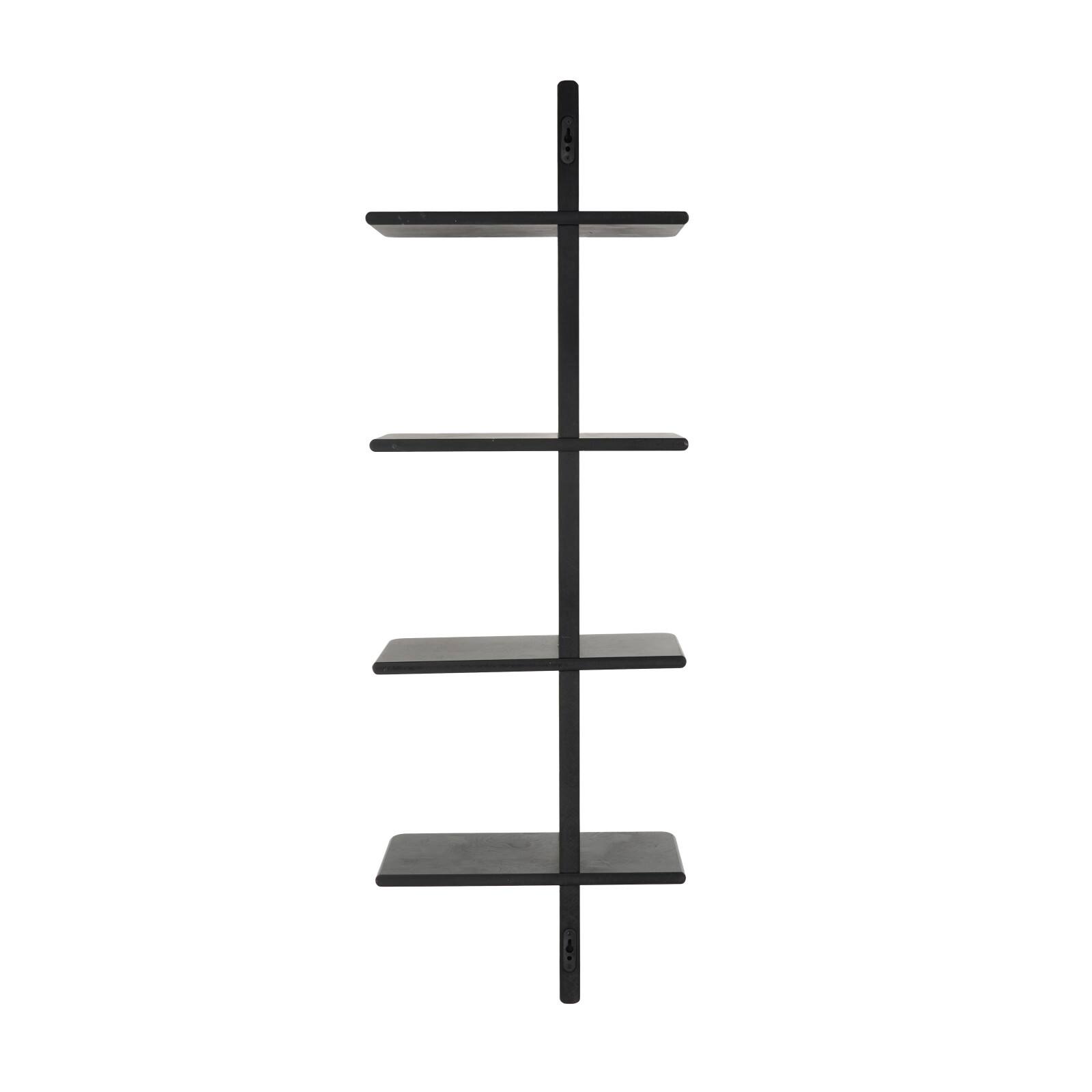 15" x 44" Shelf Black Wood Handmade Wall Hanging Shelf