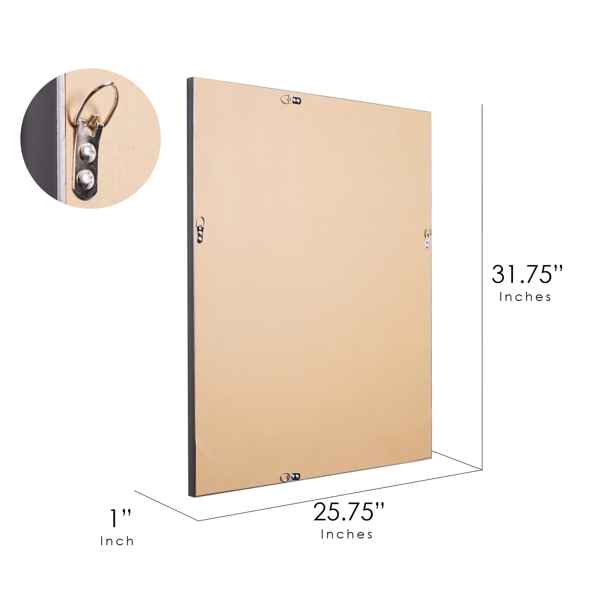 Black Framed Rectangle Decorative Beveled Edge Wall Mirror - 26" x 32"