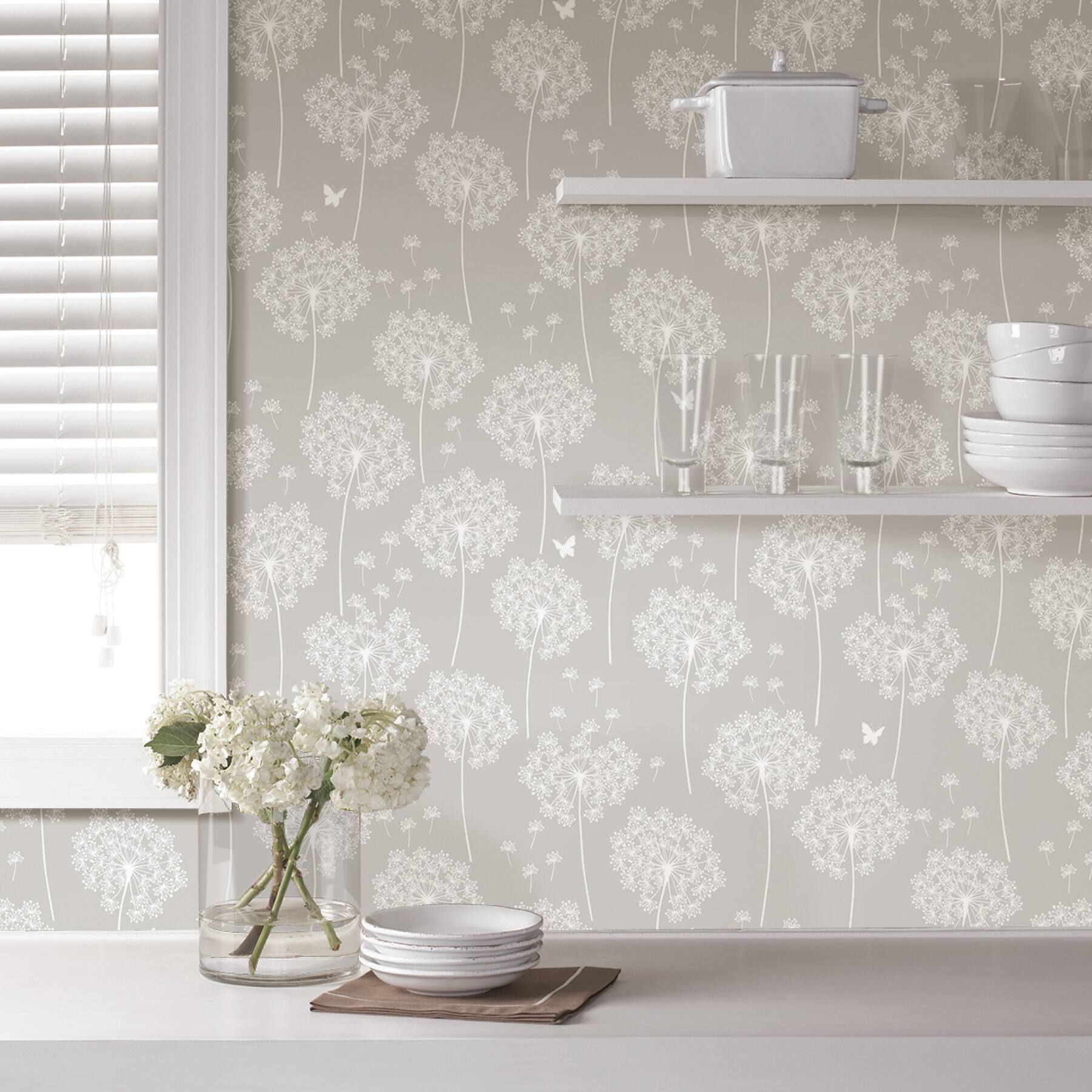 NuWallpaper Dandelion Gray Peel & Stick Wallpaper