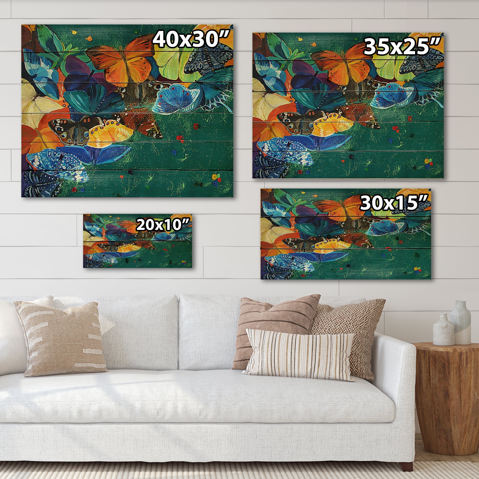 Designart - Colour Butterflies On A Gree