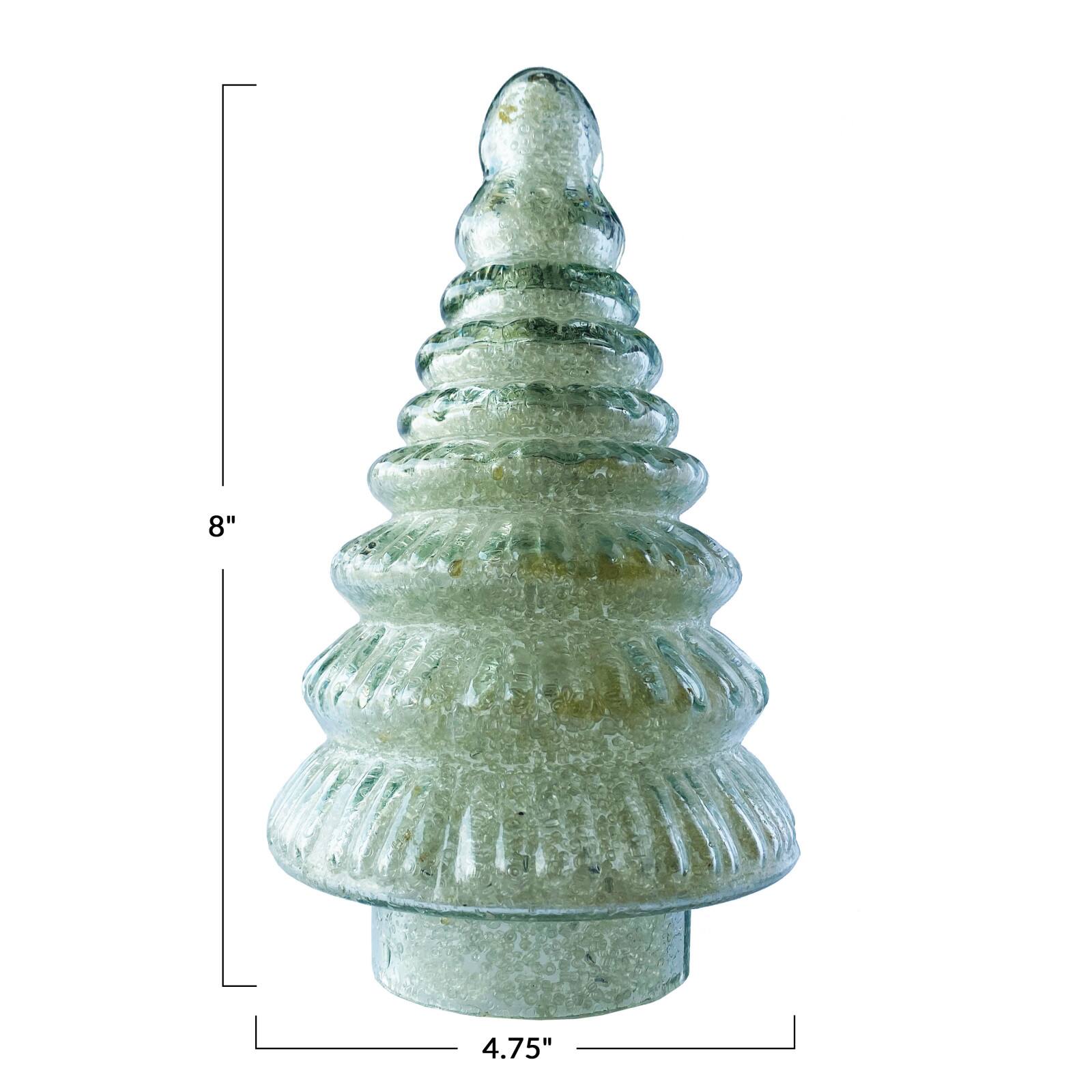 Hello Honey® 8" Clear Embossed Glass Tree with White Seed Beaded Interior