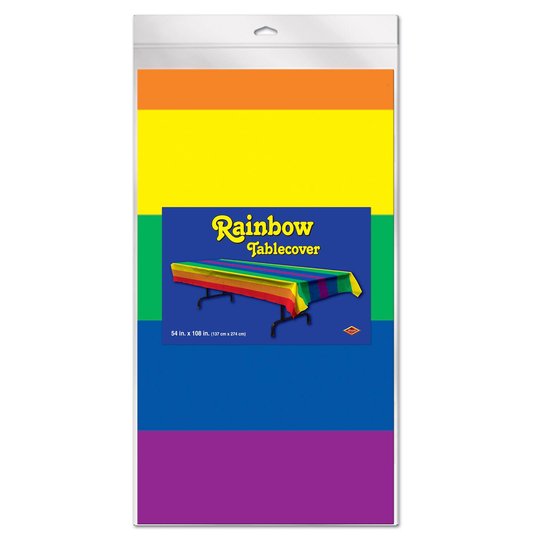 Beistle 54" x 108" Rainbow Plastic Table cover