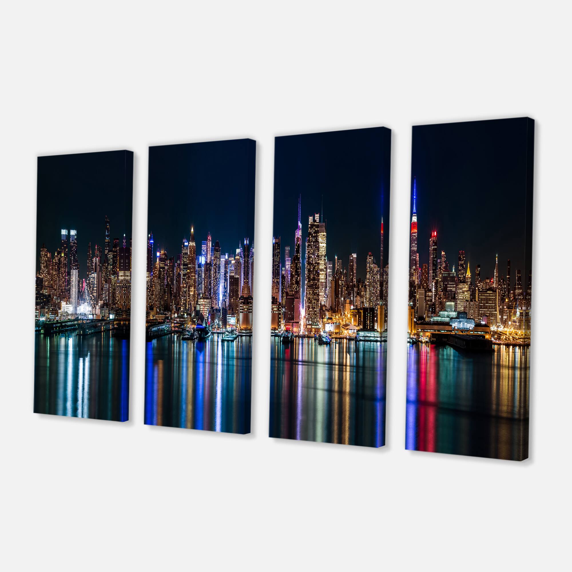 Designart - New York Midtown Night Panorama