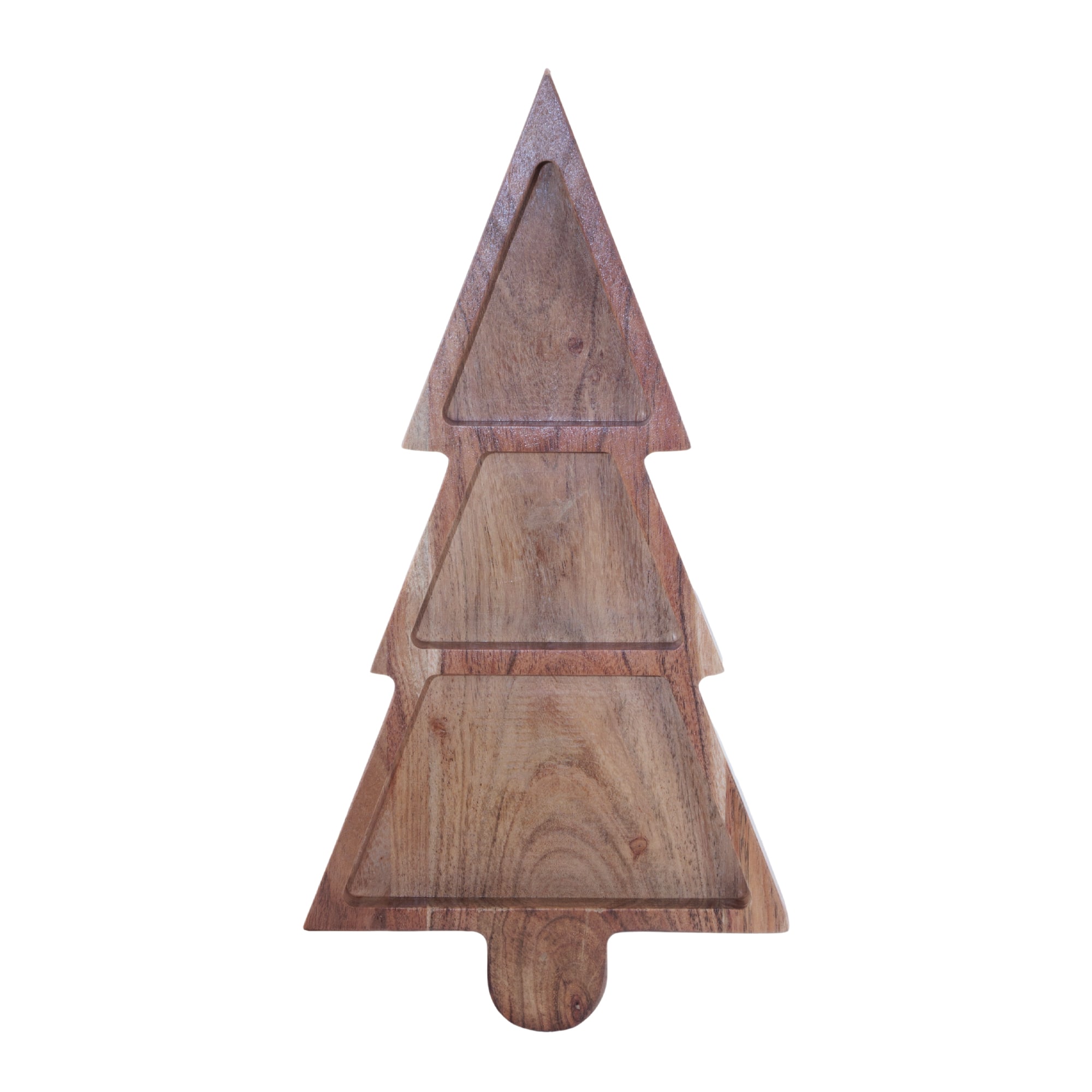 Melrose 15" Wood Christmas Tree Divided Serving Tray
