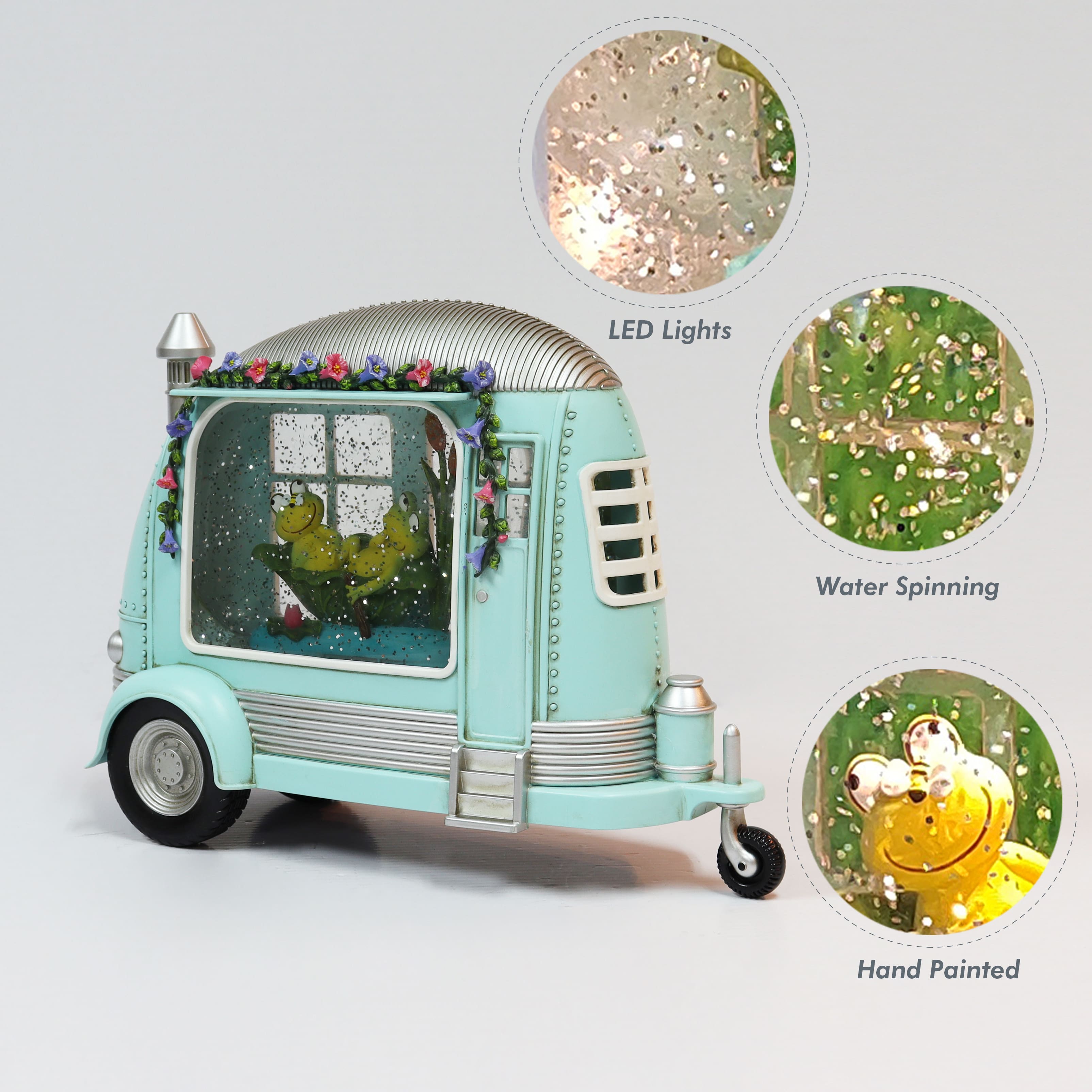 Moments in Time 6.75" Acrylic Camper Frogs Décor