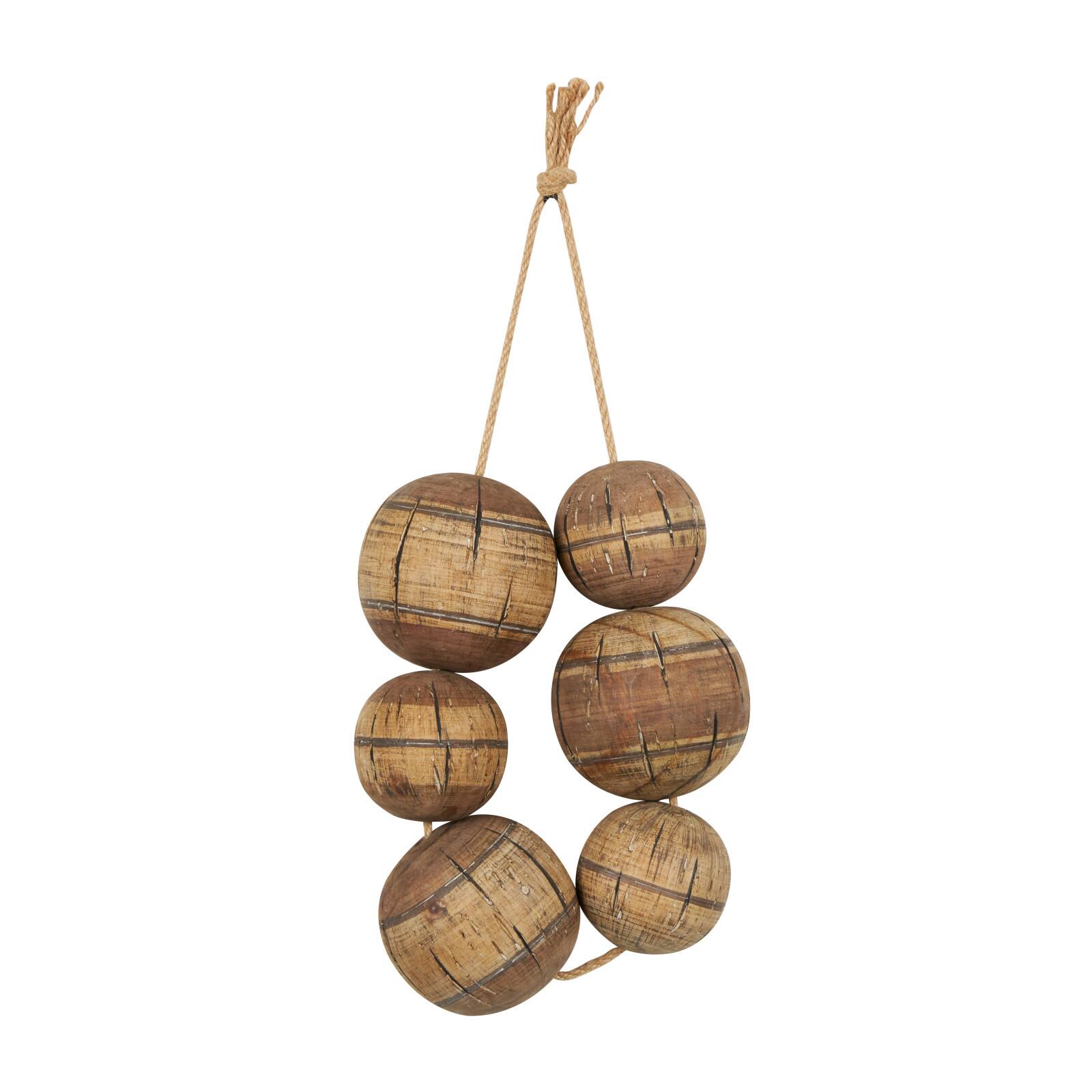 Distressed Brown Handmade Striped 6 Strung Buoy Wall Décor