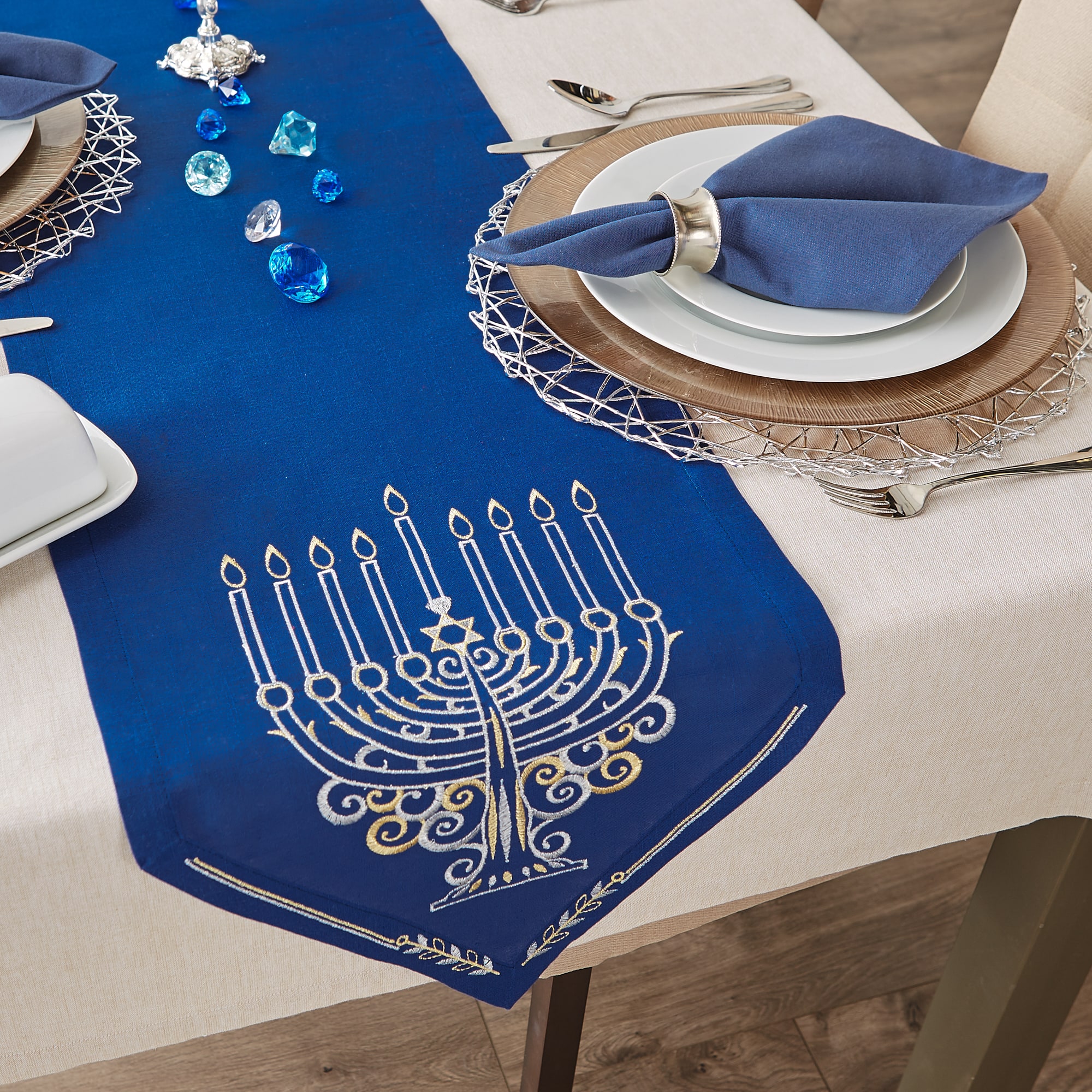 DII® 68" Menorah Embroidered Table Runner