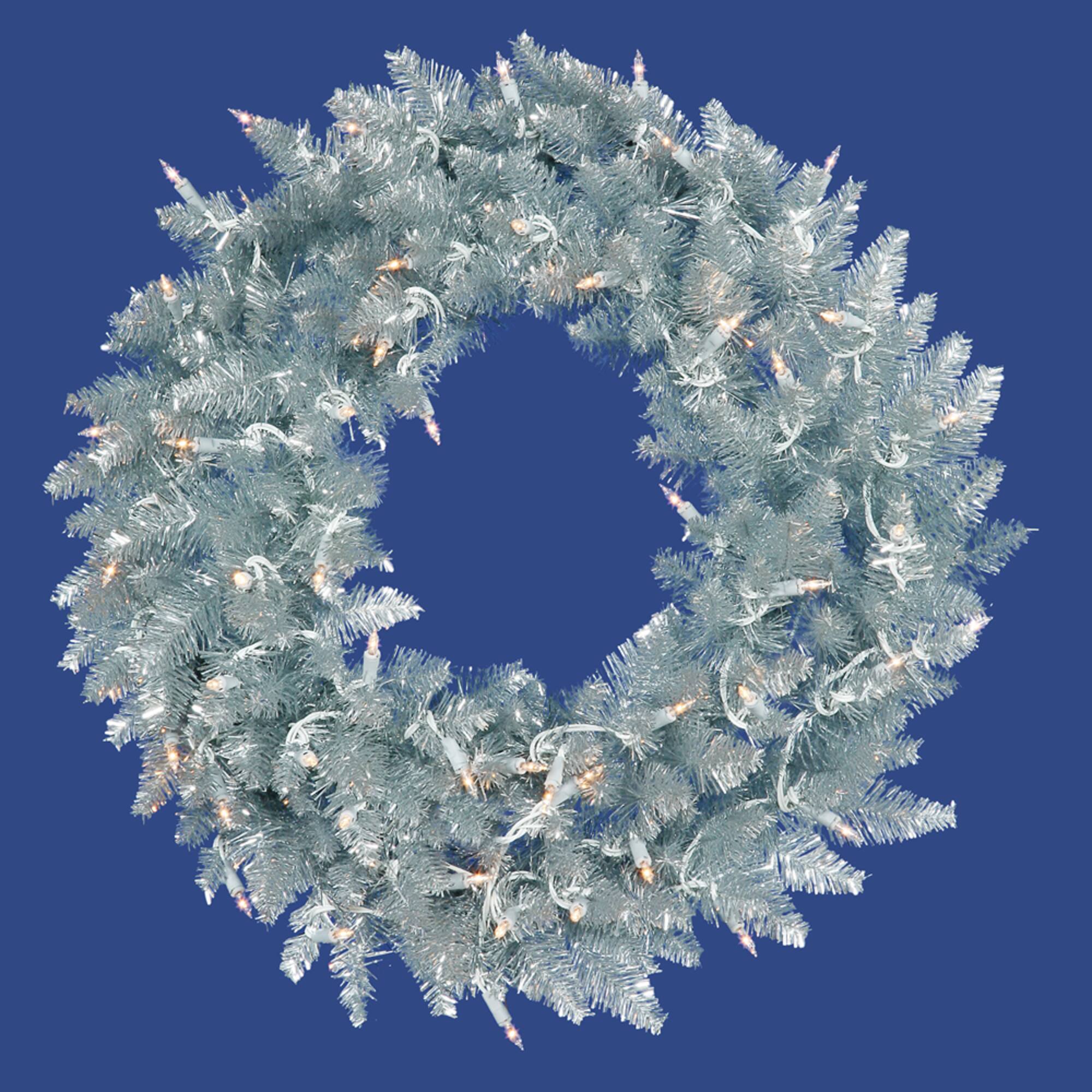 36" Pre-Lit Silver Fir Artificial Christmas Wreath, Warm White Dura-Lit LED Lights