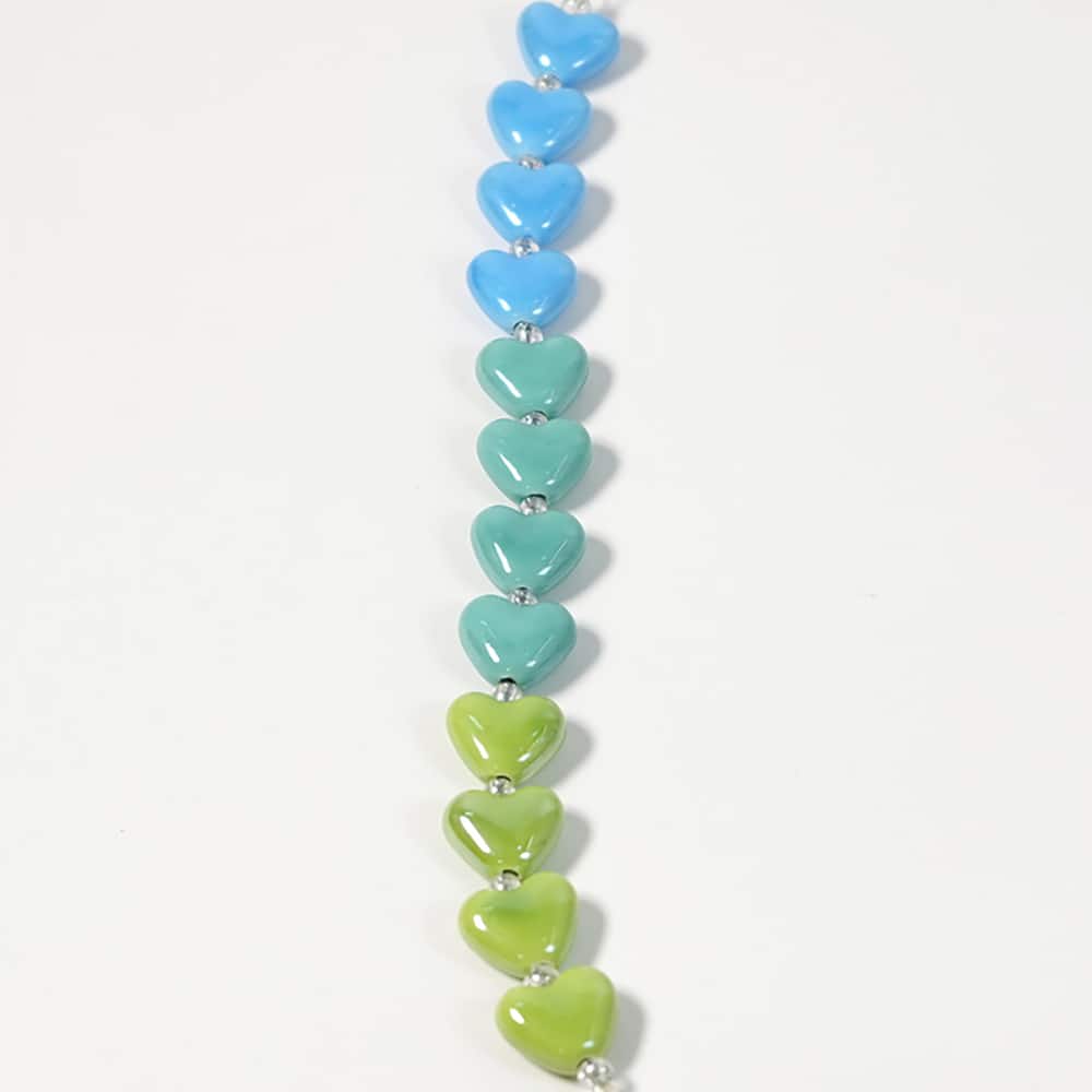 Jesse James Beads 15mm Blue & Green Ceramic Heart Beads