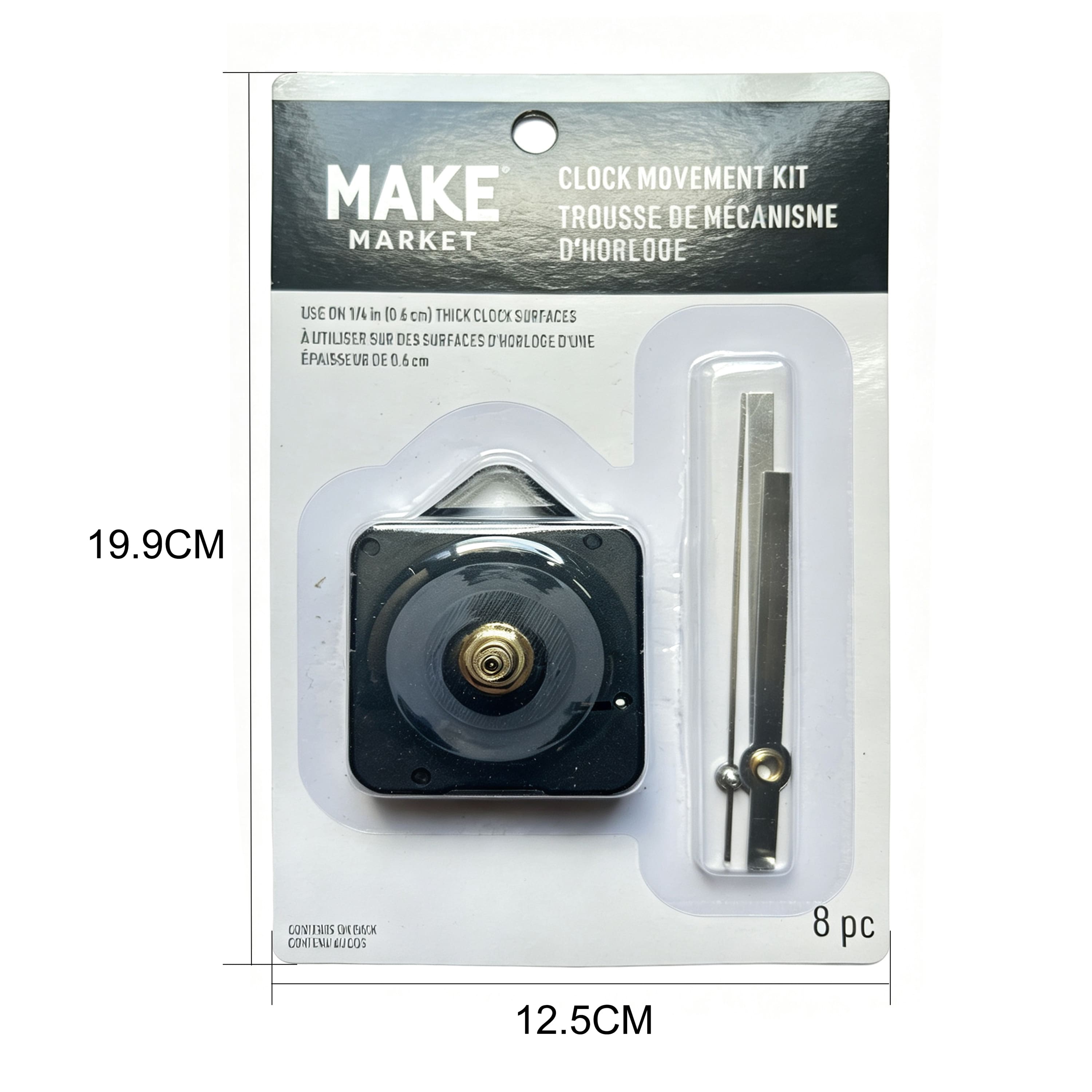 1/4" Quartz Clock Movement Kit with Silver Mini Hands by Make Market®