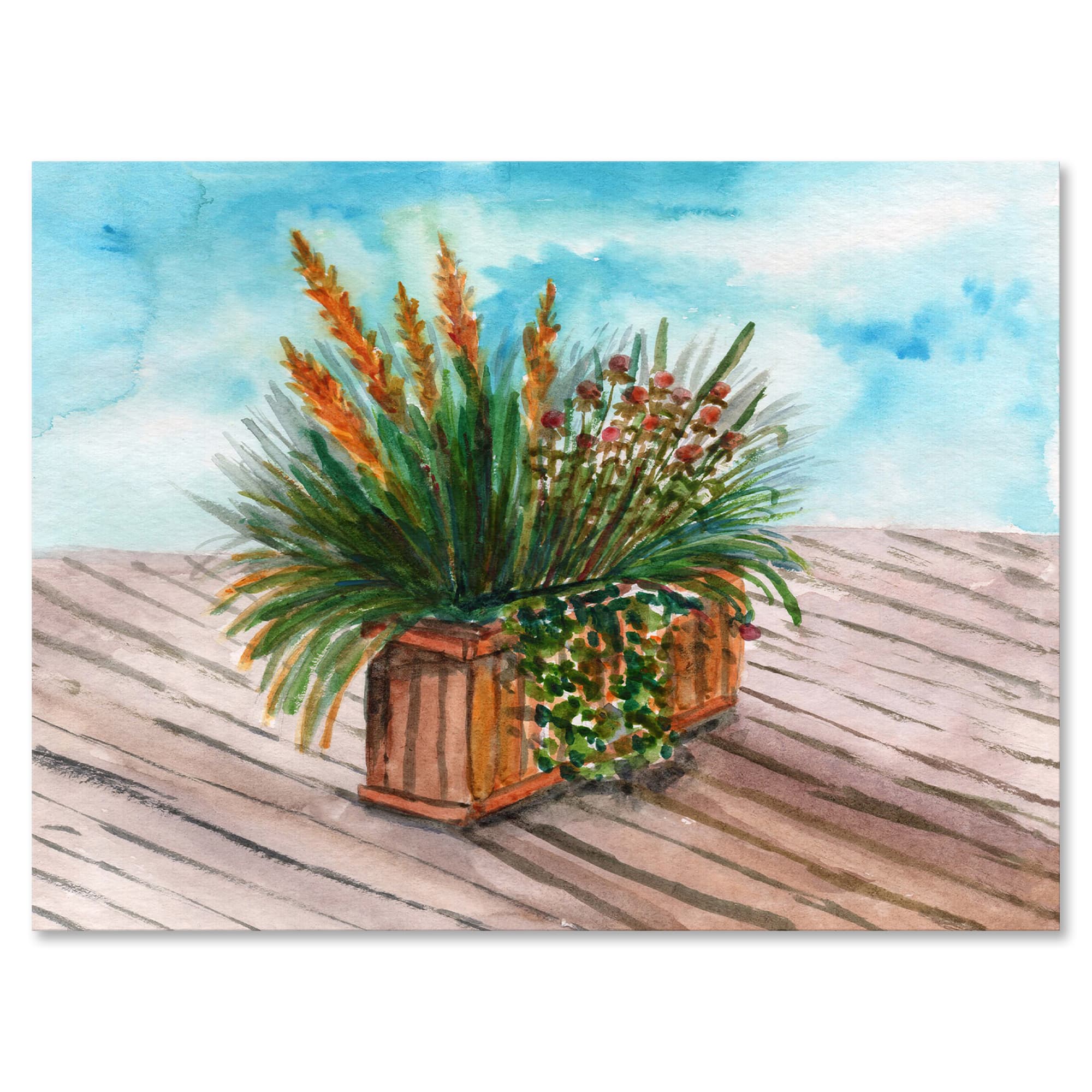 Designart - Yellow Spikelets of Houseplant With Green Stems - Traditional Canvas Wall Art Print