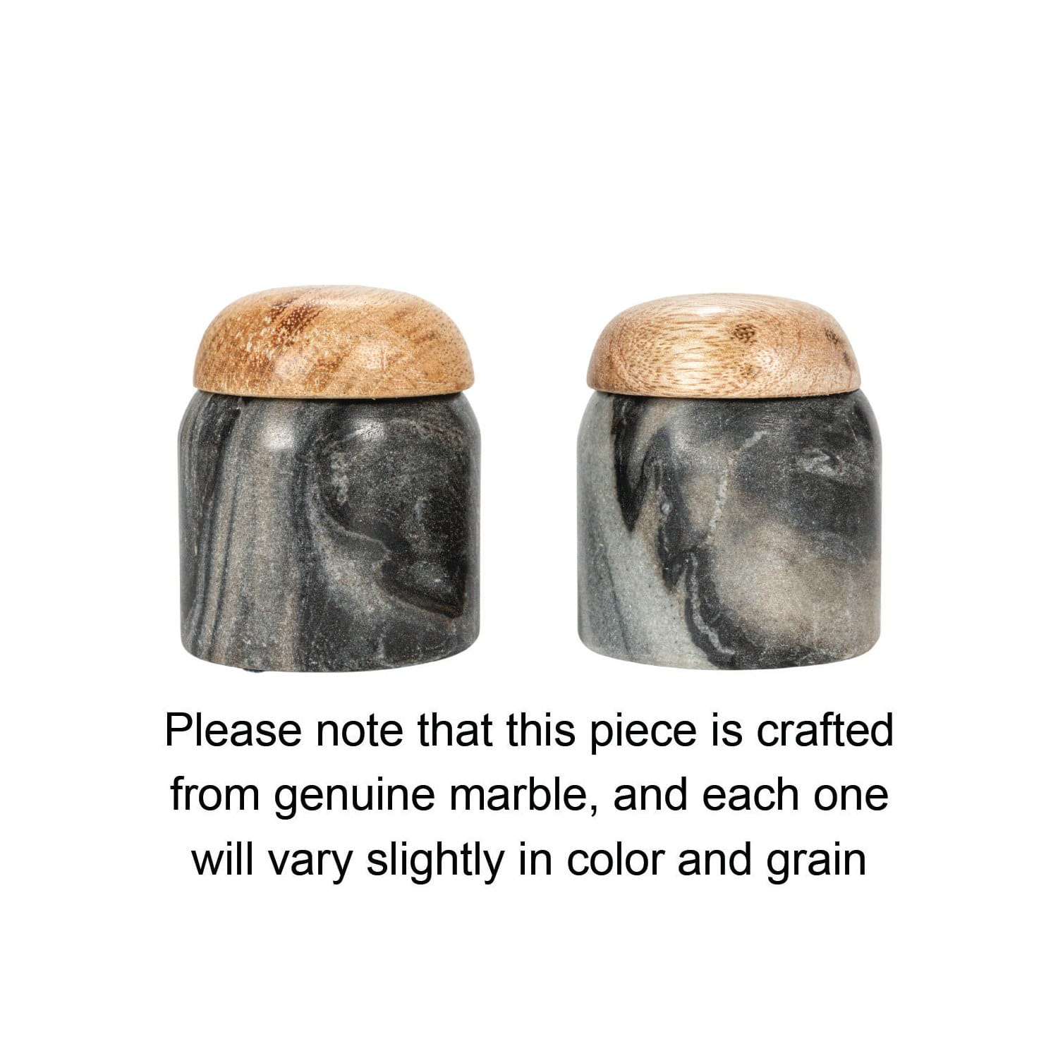 Hello Honey® 3.25" Gray Marble & Mango Wood Pinch Pot with Lid