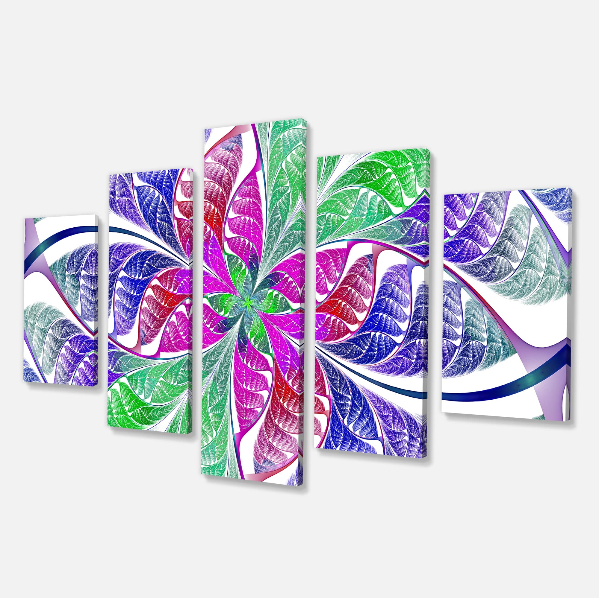 Designart - Flower like Fractal Stained Glass - Contemporary Wall Art Canvas