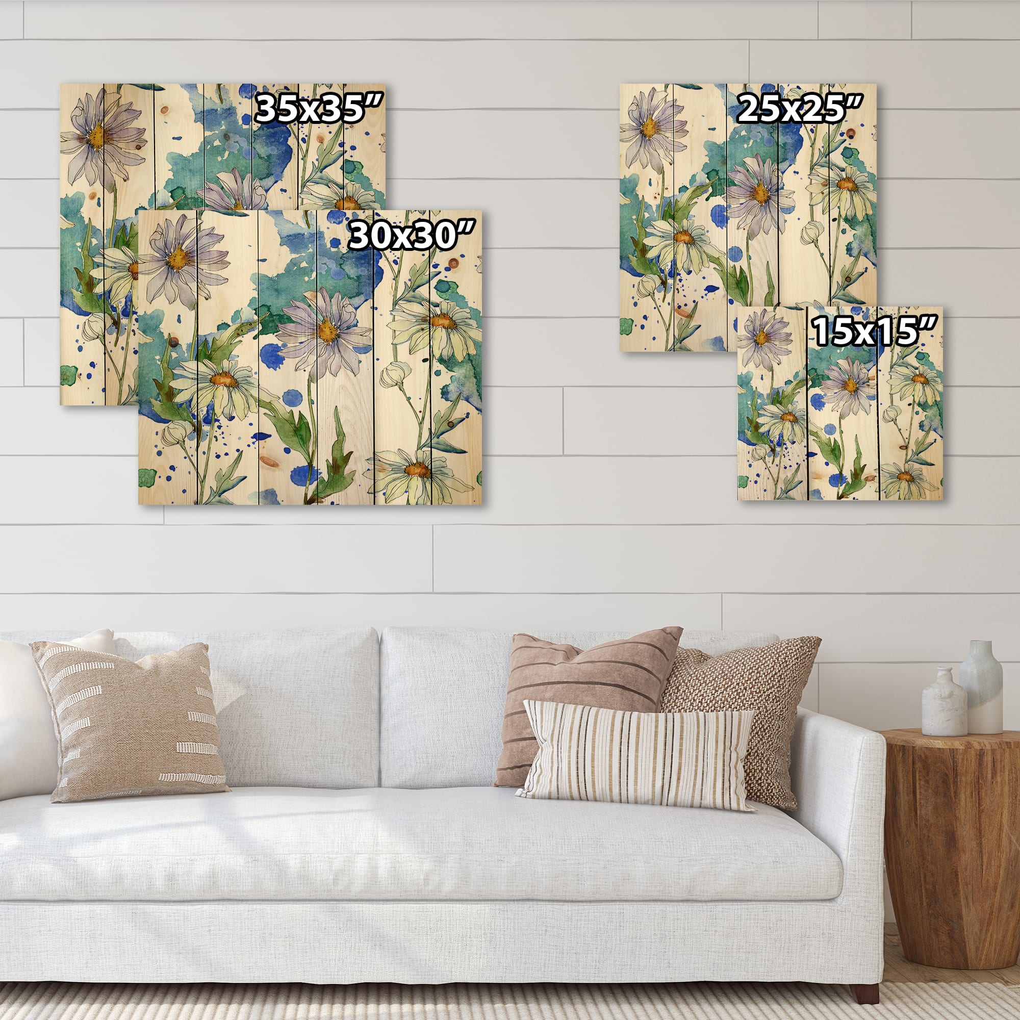 Designart - Daisies With Green Leaves II