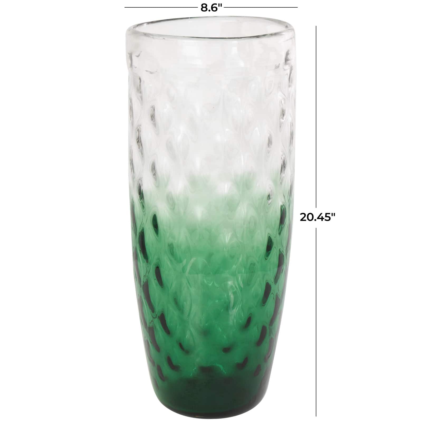 20" Green Ombre Handmade Glass Vase
