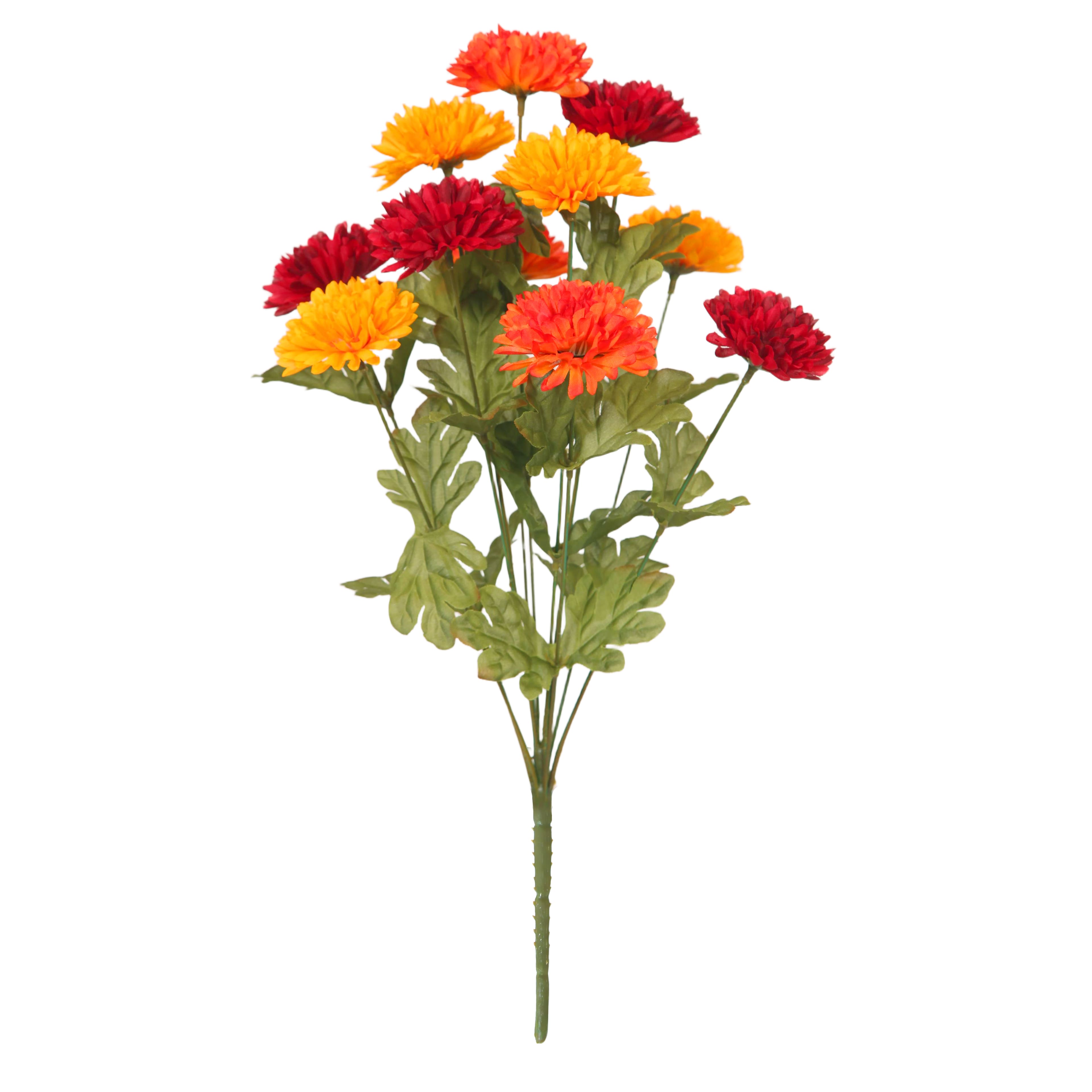 18.5" Orange & Red Ball Mum Bush by Ashland®
