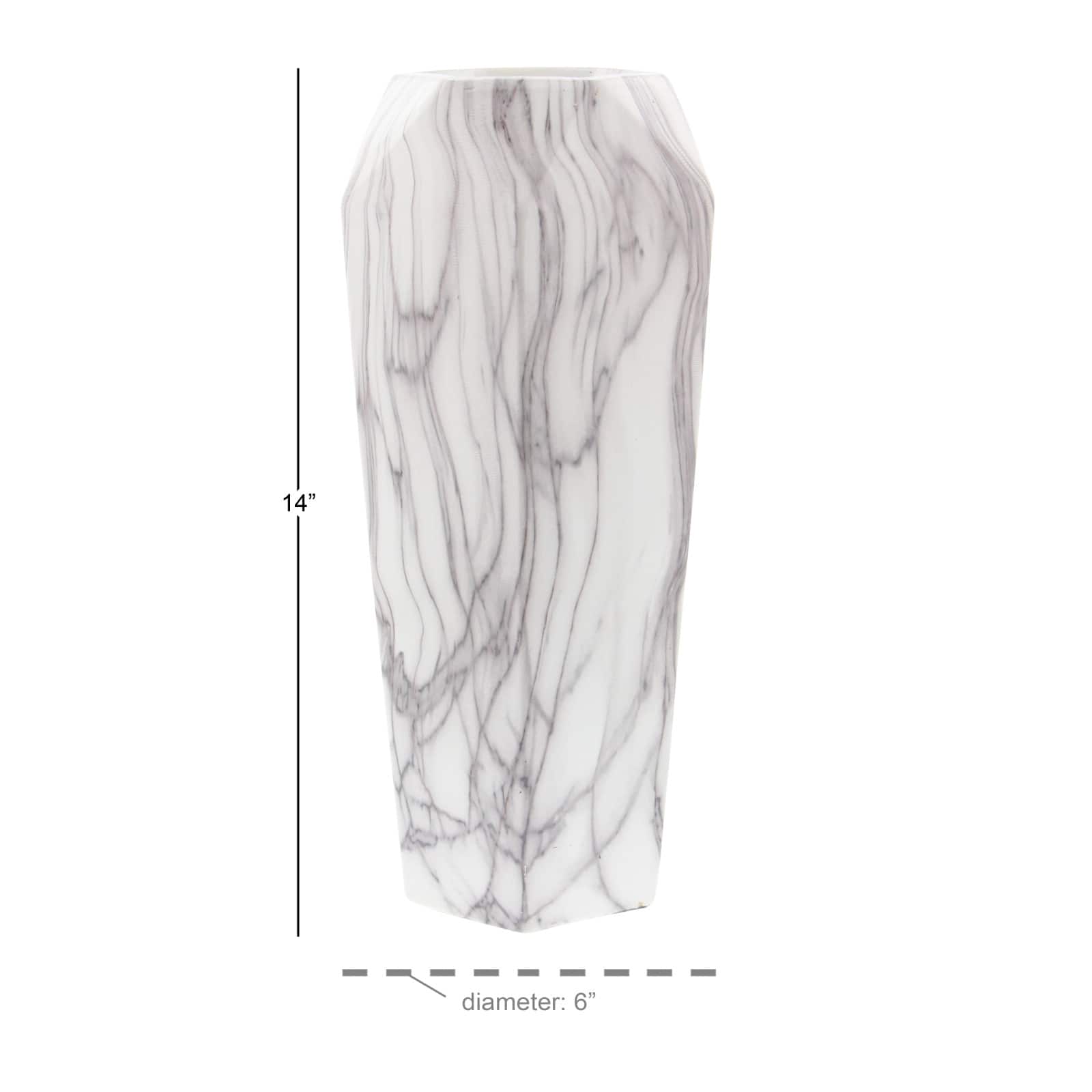 14" White Ceramic Contemporary Vase