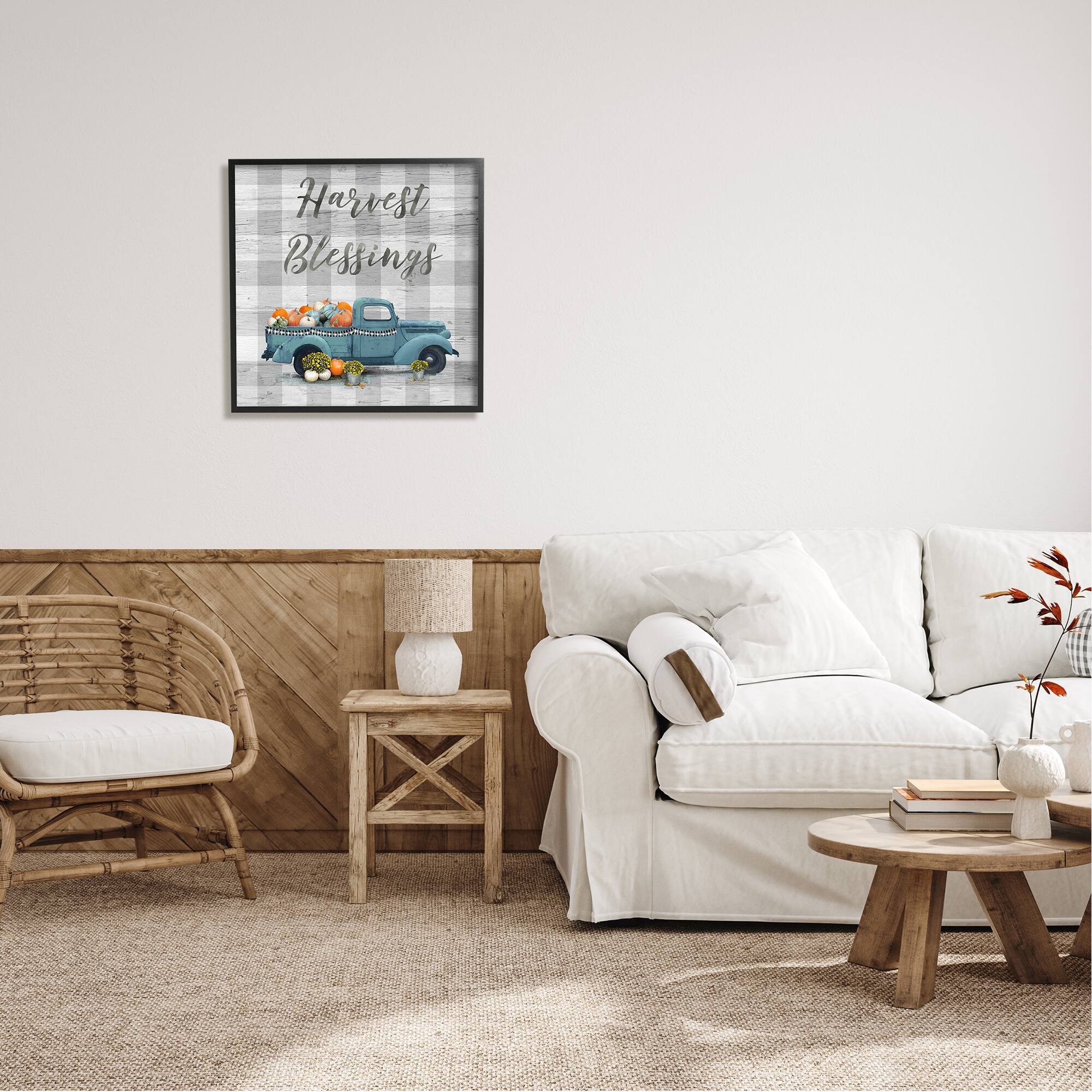 Stupell Industries Harvest Blessings Fall Pumpkin Truck Framed Giclee Art