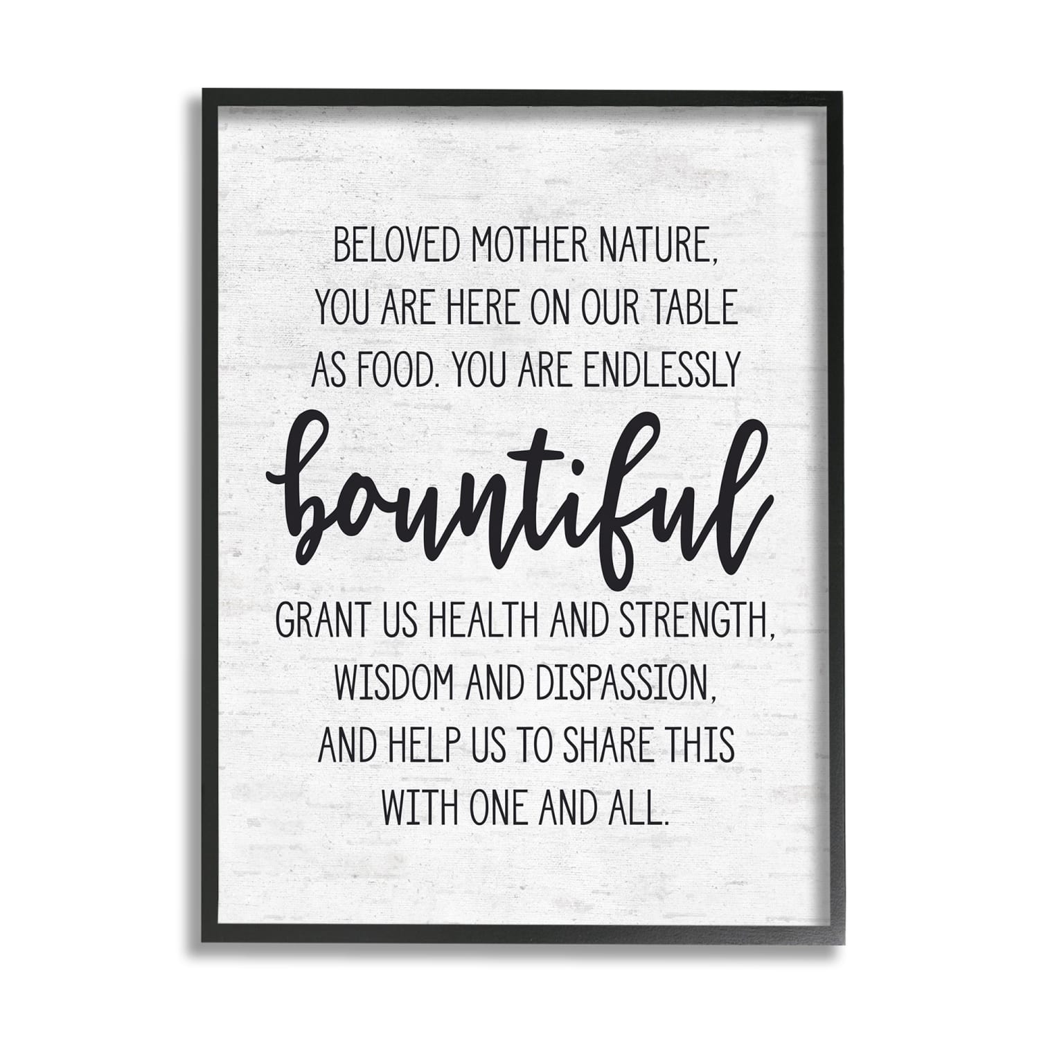 Stupell Industries Mother Nature Bountiful Food Subtle Birch Typography Framed Giclee Art
