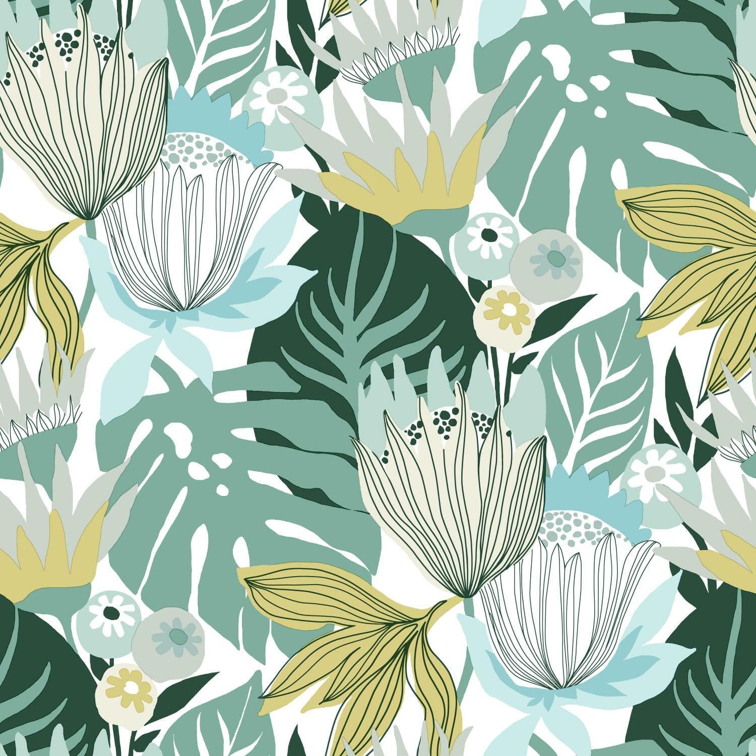 RoomMates Retro Tropical Leaves Peel & Stick Wallpaper