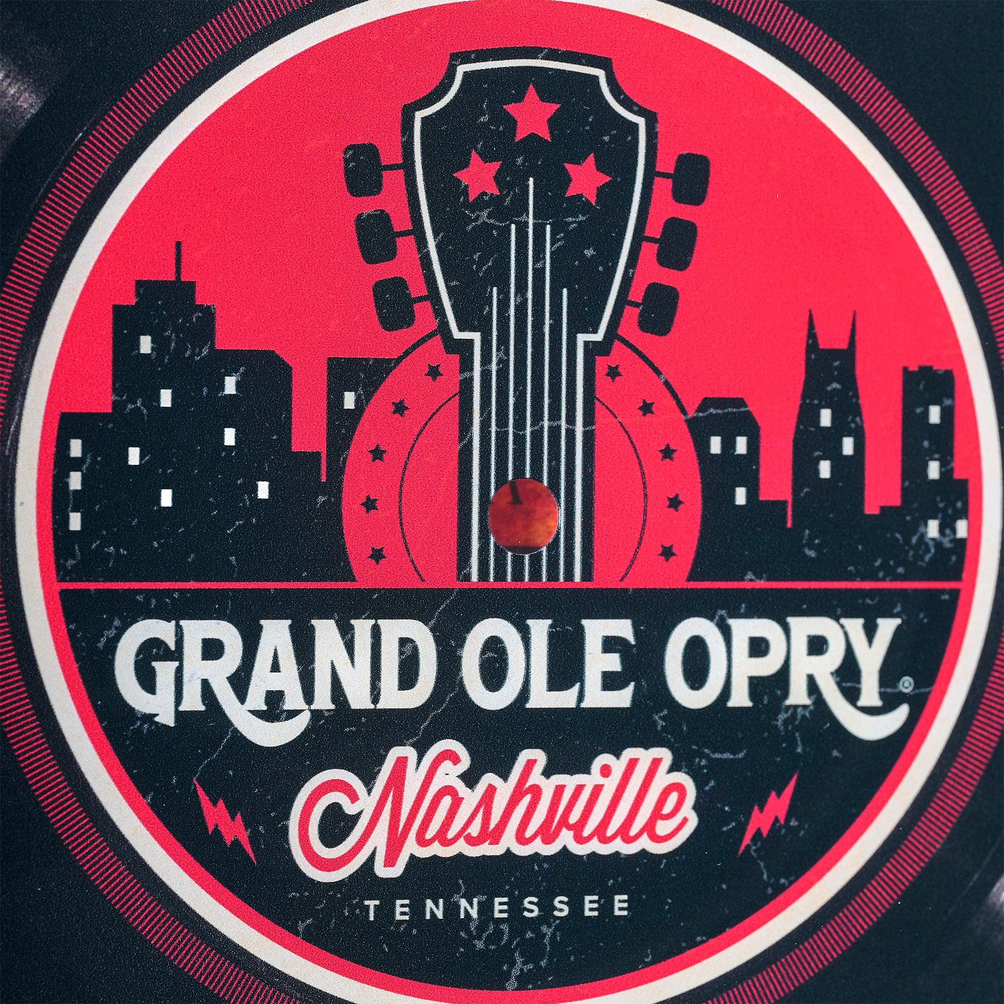 American Art Decor Grand Ole Opry Tickets Themed Printed Vinyl Record in Shadowbox Frame - 14" x 14"