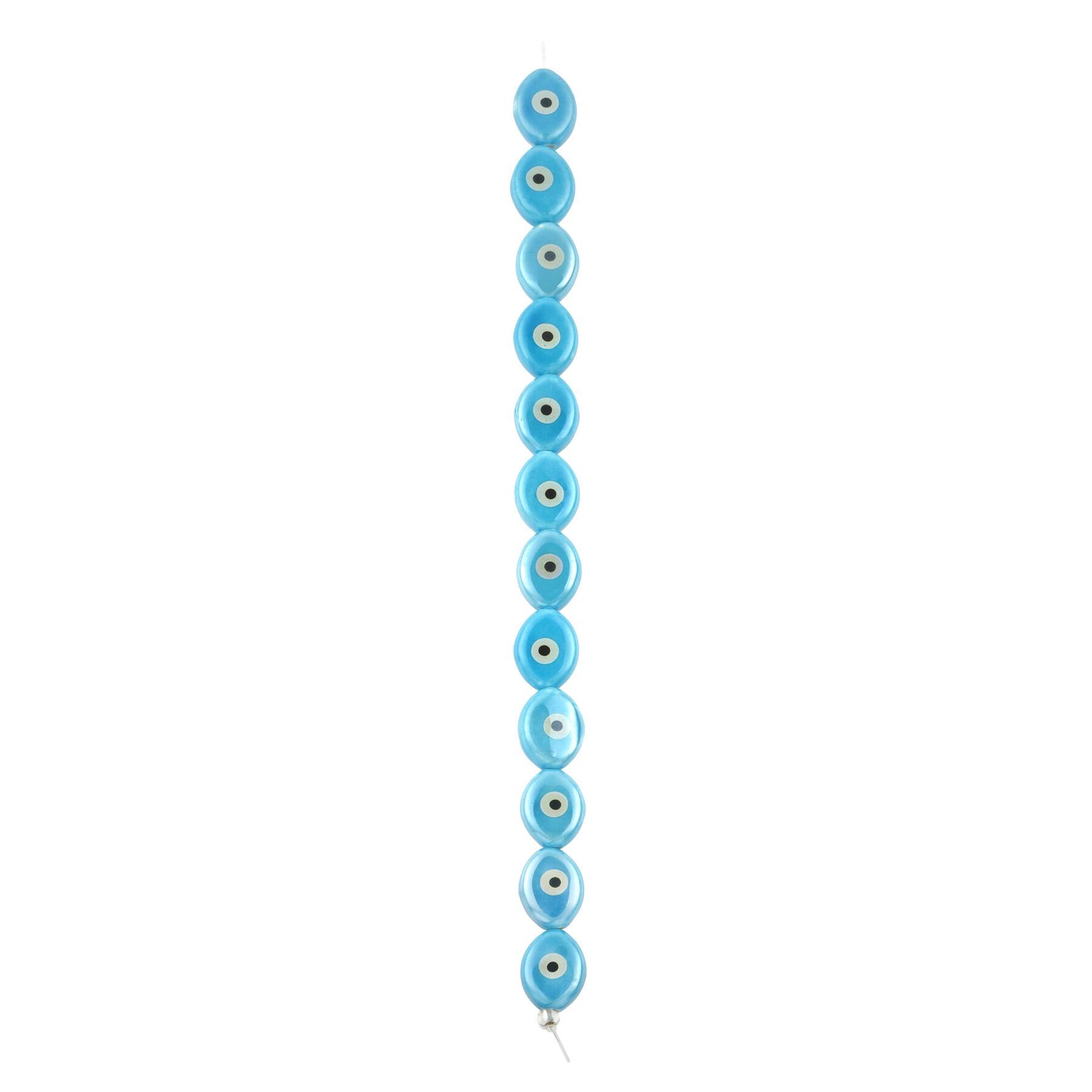 Blue Ceramic Evil Eye Beads, 15.5mm by Bead Landing™