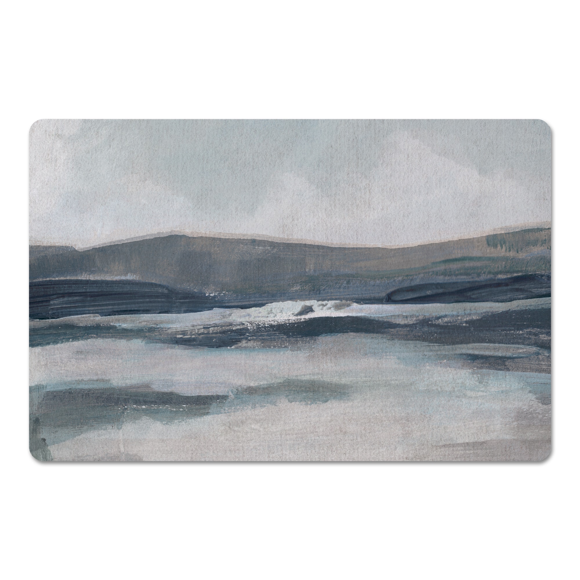 18" x 27" Abstracted Blue Mountainscape Floor Mat