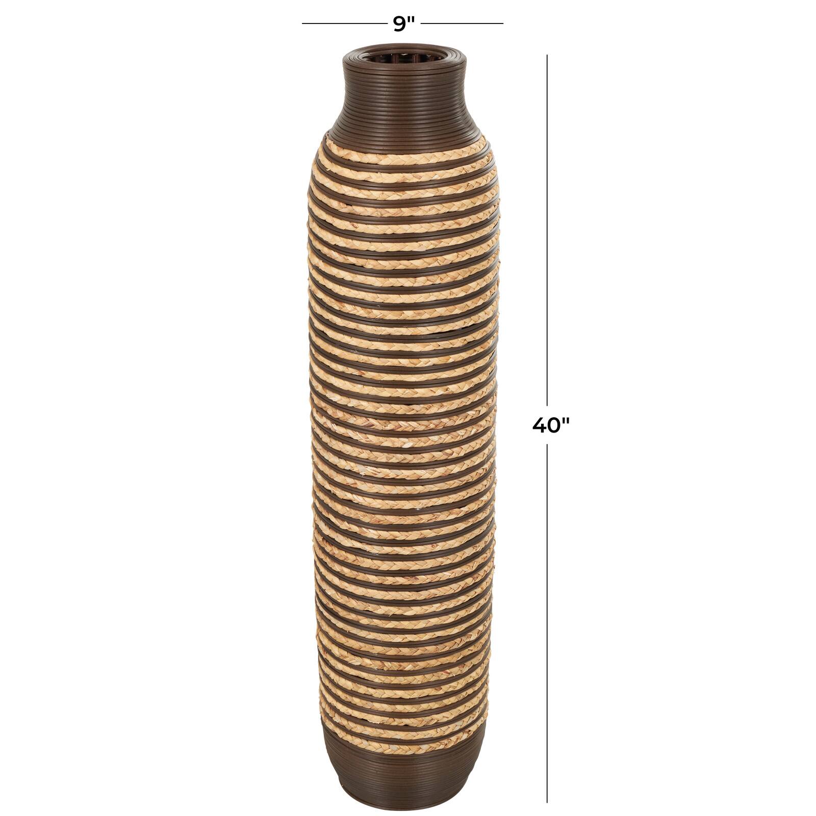 40" Brown Seagrass Handmade Vase