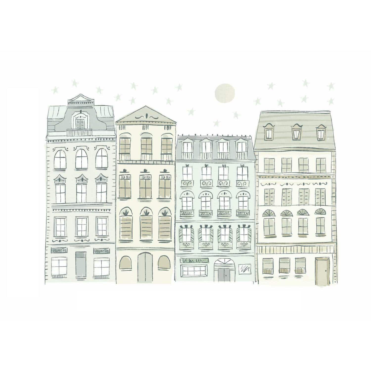 RoomMates Illustrated Townhouses Peel & Stick Giant Decals