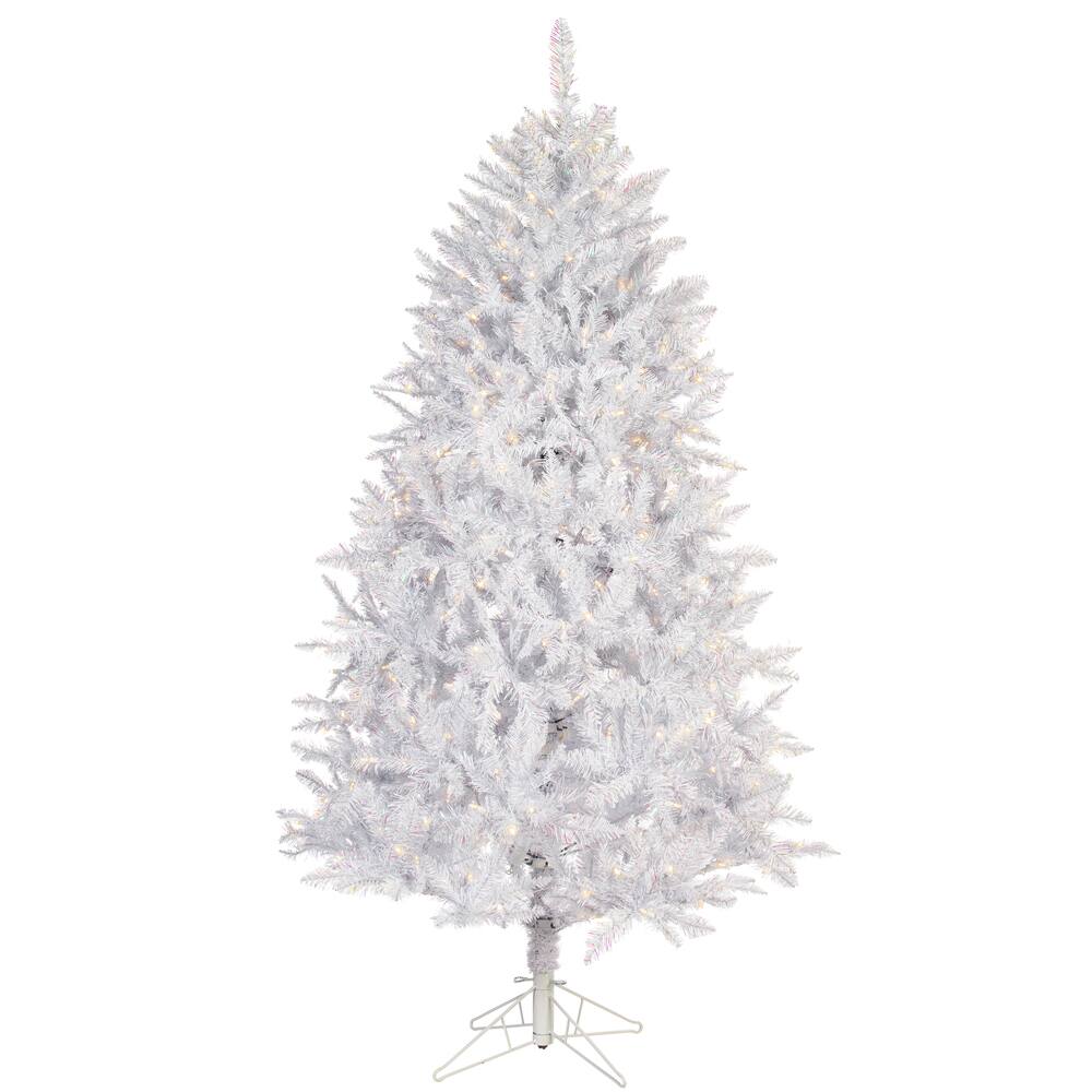 6.5ft. Pre-Lit Sparkle White Spruce Artificial Christmas Tree, Pure White LED Lights