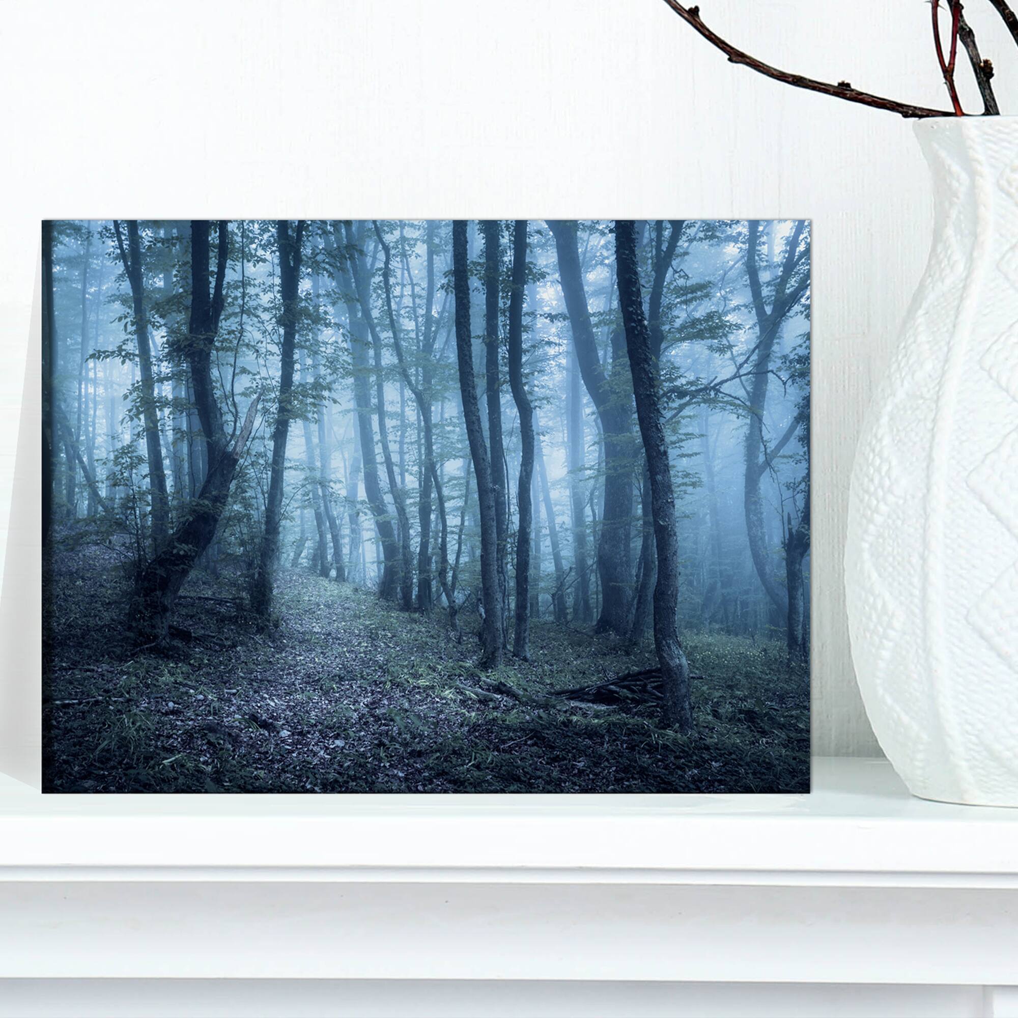 Designart - Spring Foggy Forest Trees