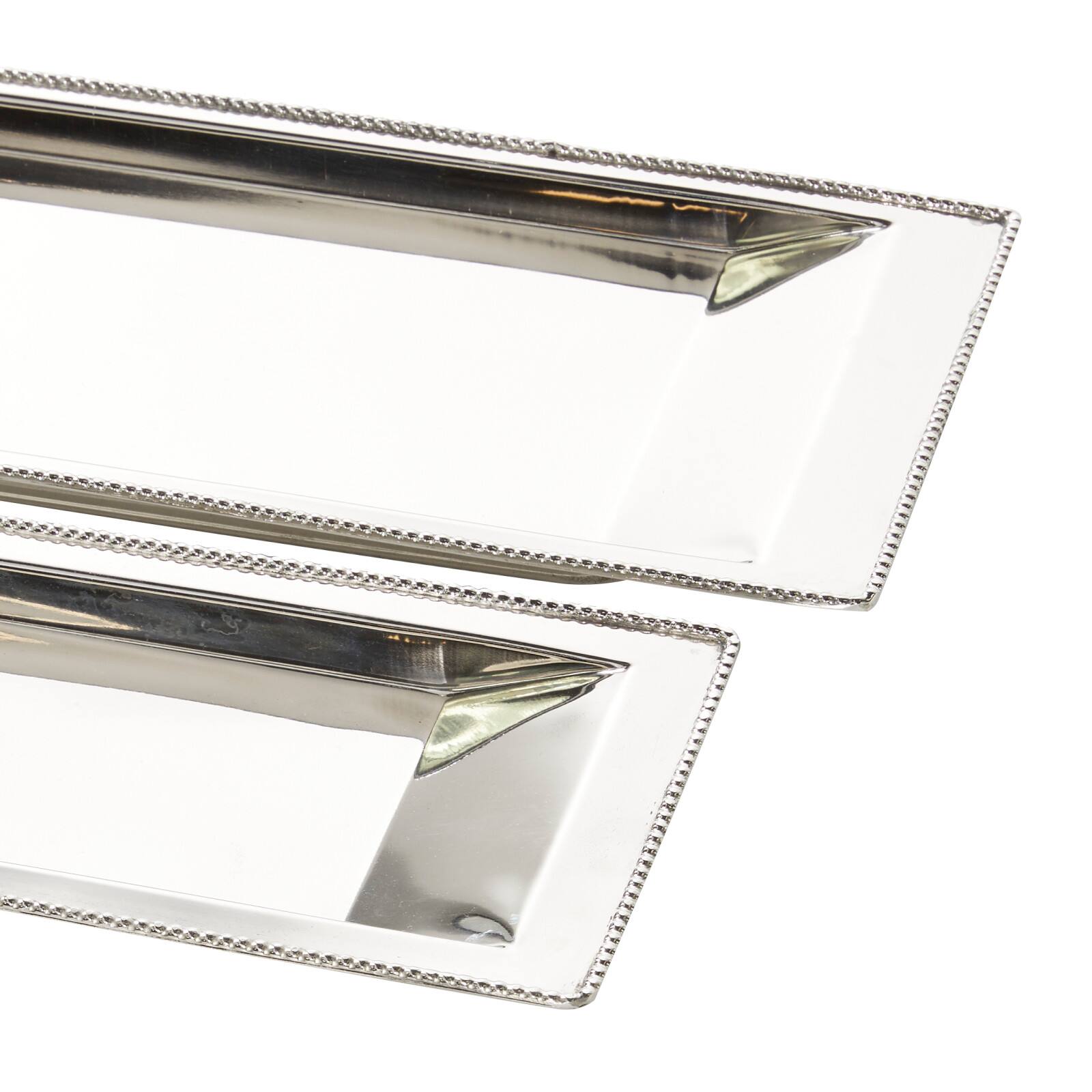 Set of 2" White Stainless Steel Traditional Tray, 22", 25"