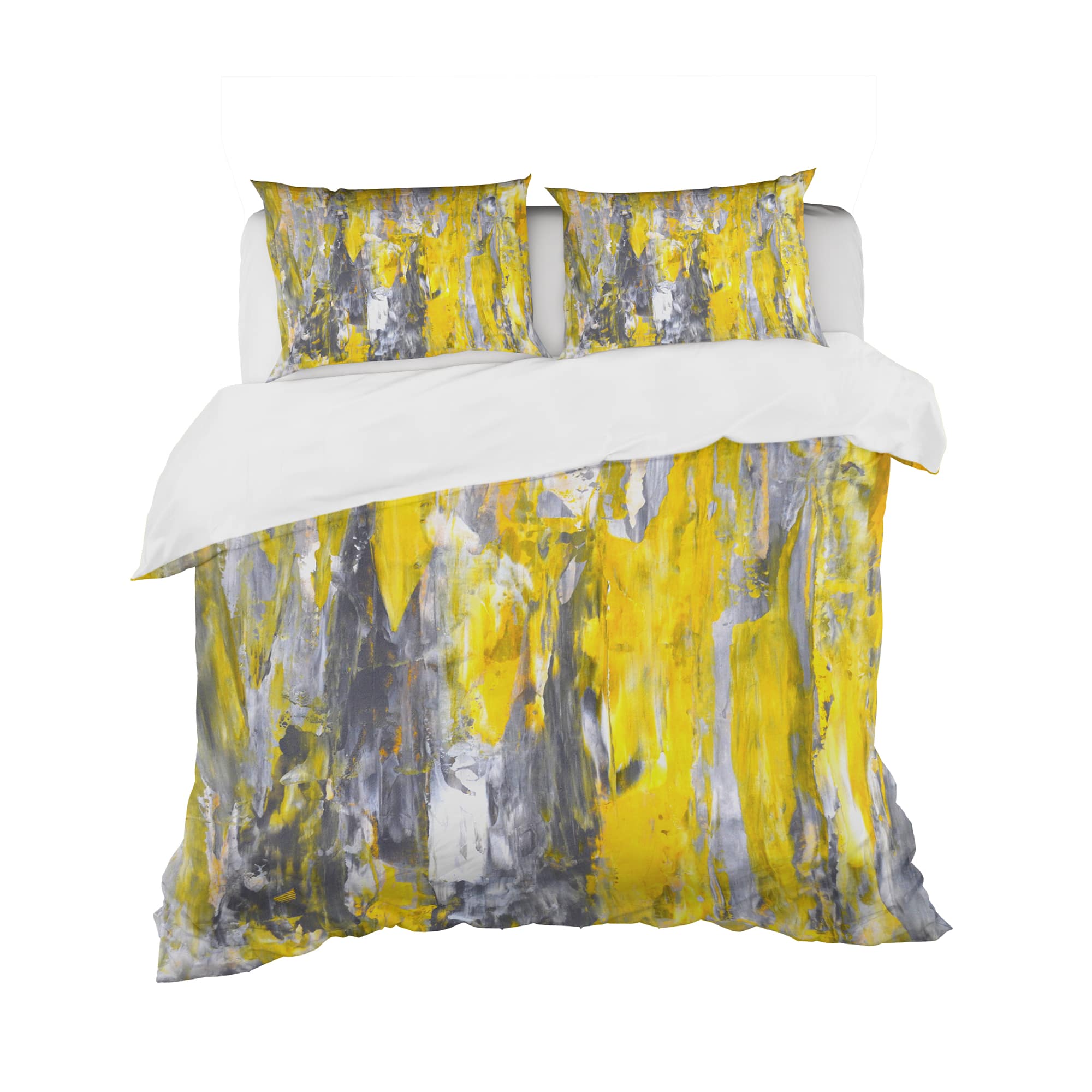 Designart 'Grey and Yellow Abstract Pattern' Modern & Contemporary Bedding Set - Duvet Cover & Shams
