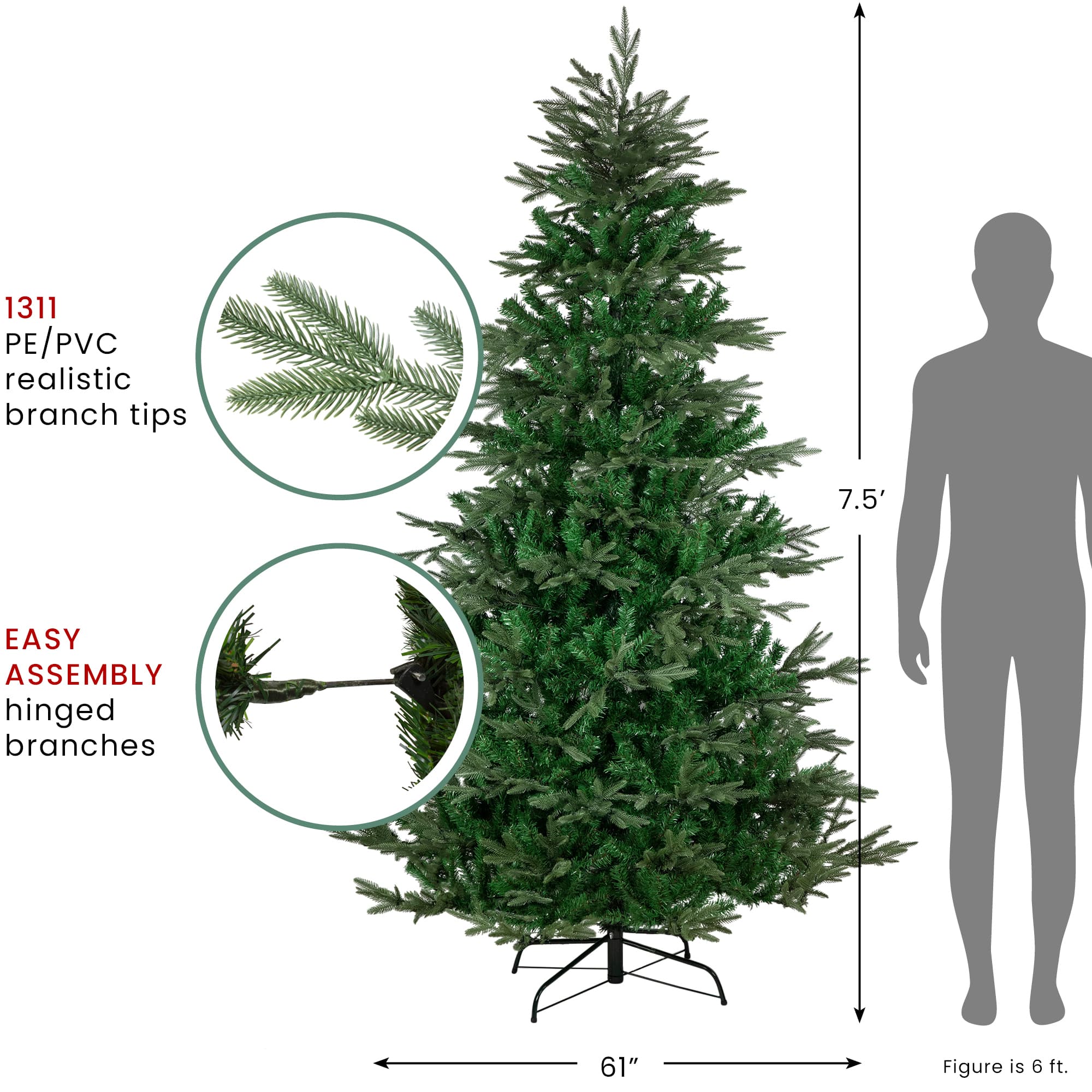 7.5ft. Unlit Real Touch™️ Hudson Fir Artificial Christmas Tree