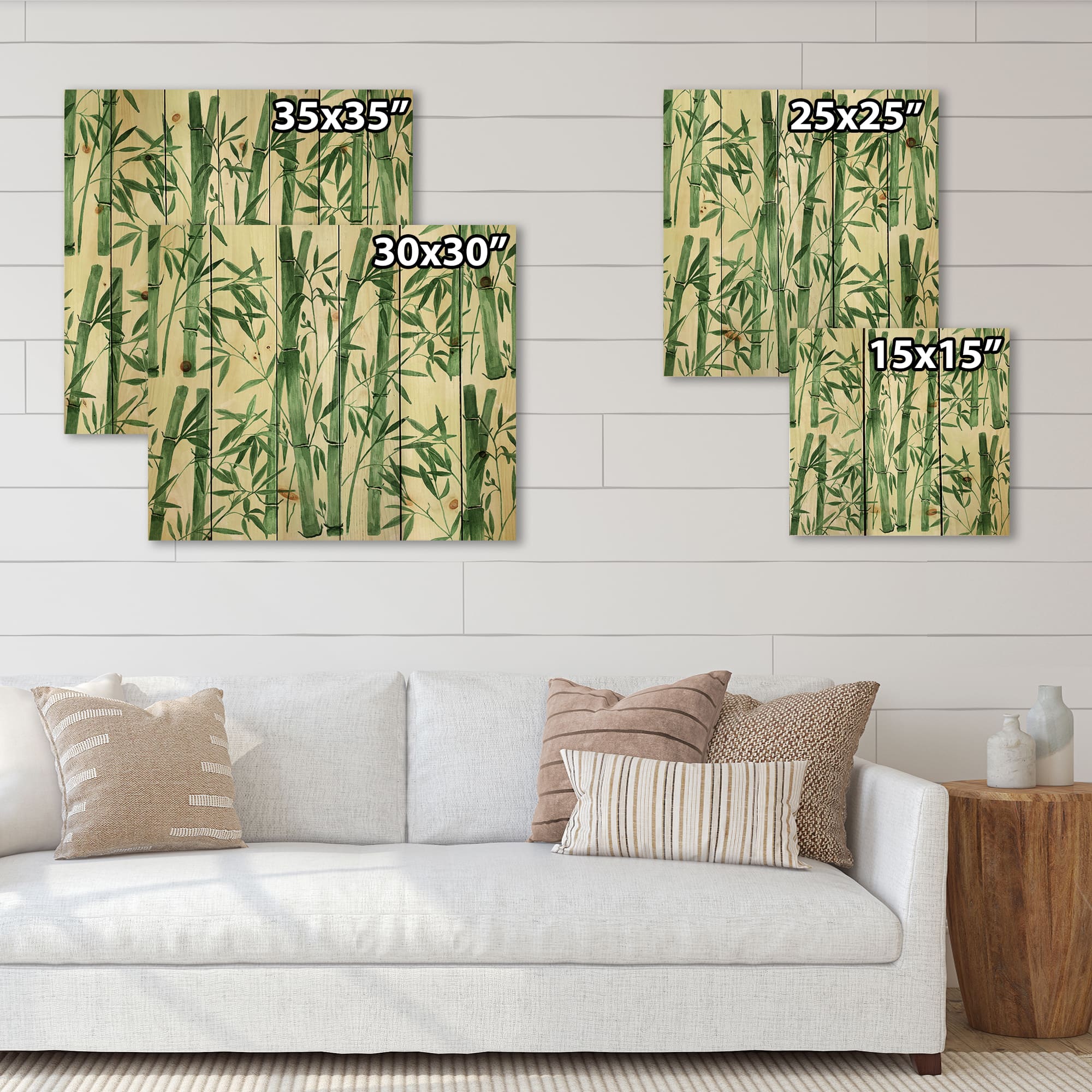 Designart - Bamboo Branches In The Forest I - Tropical Print on Natural Pine Wood