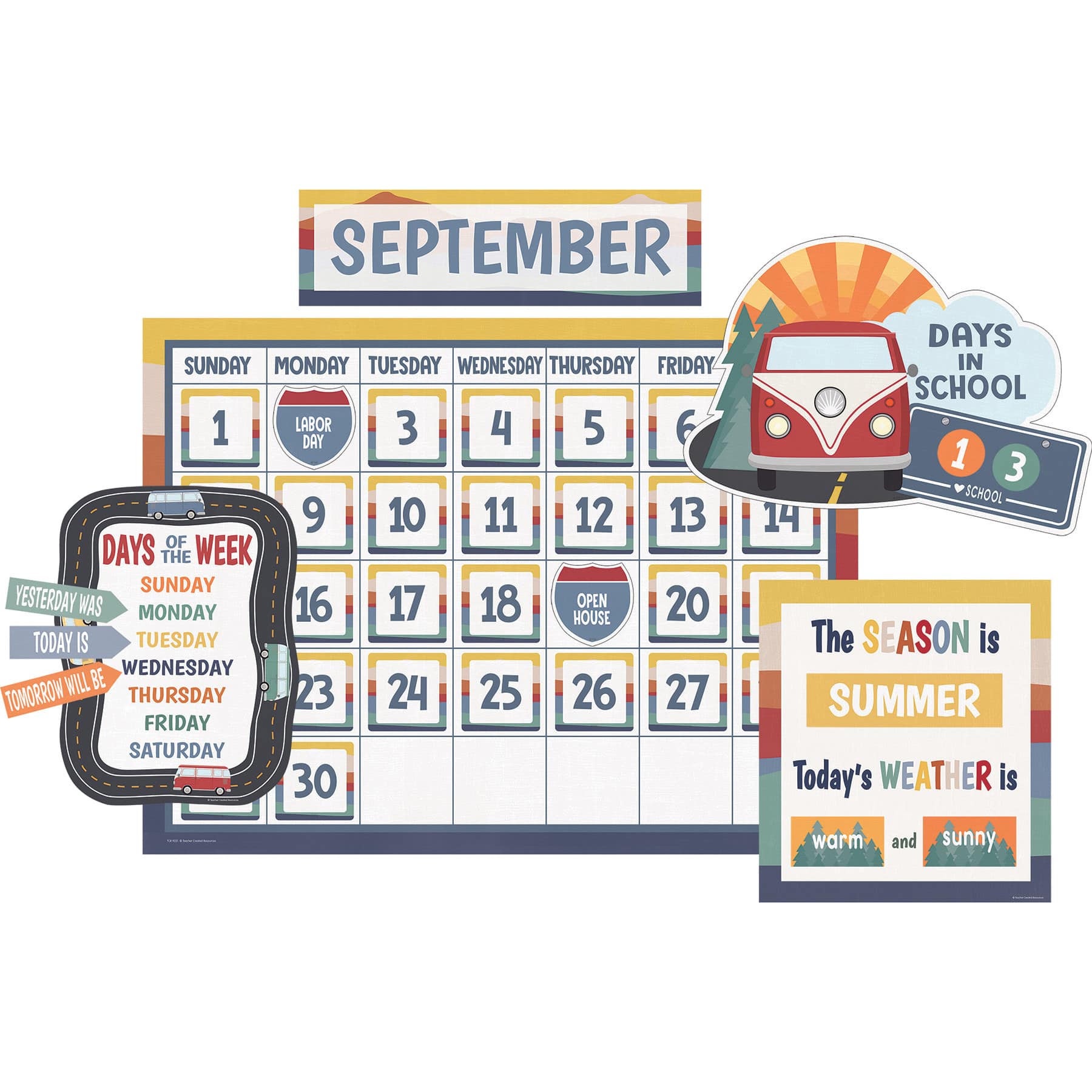 Teacher Created Resources® Moving Mountains Road Trip Calendar Bulletin Board Set