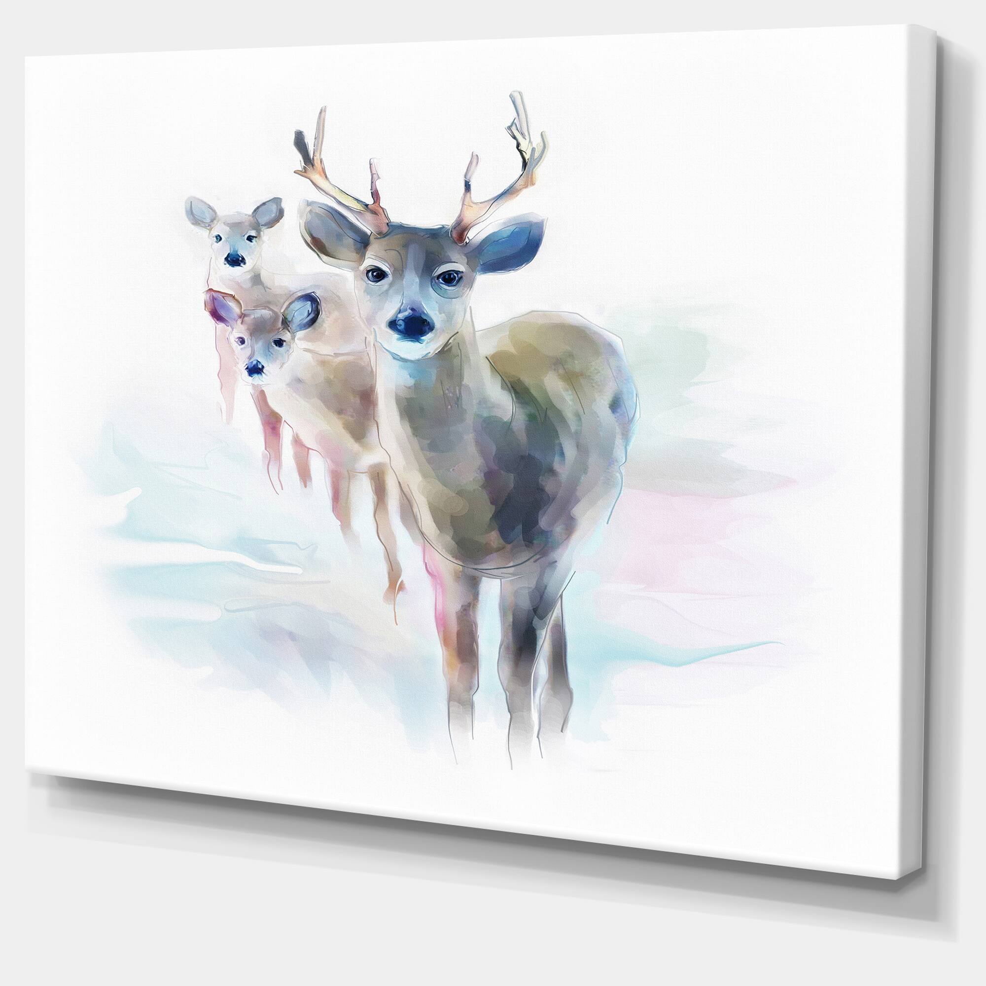 Designart - Beautiful Deer With Big Horns - Animal Canvas Art Print