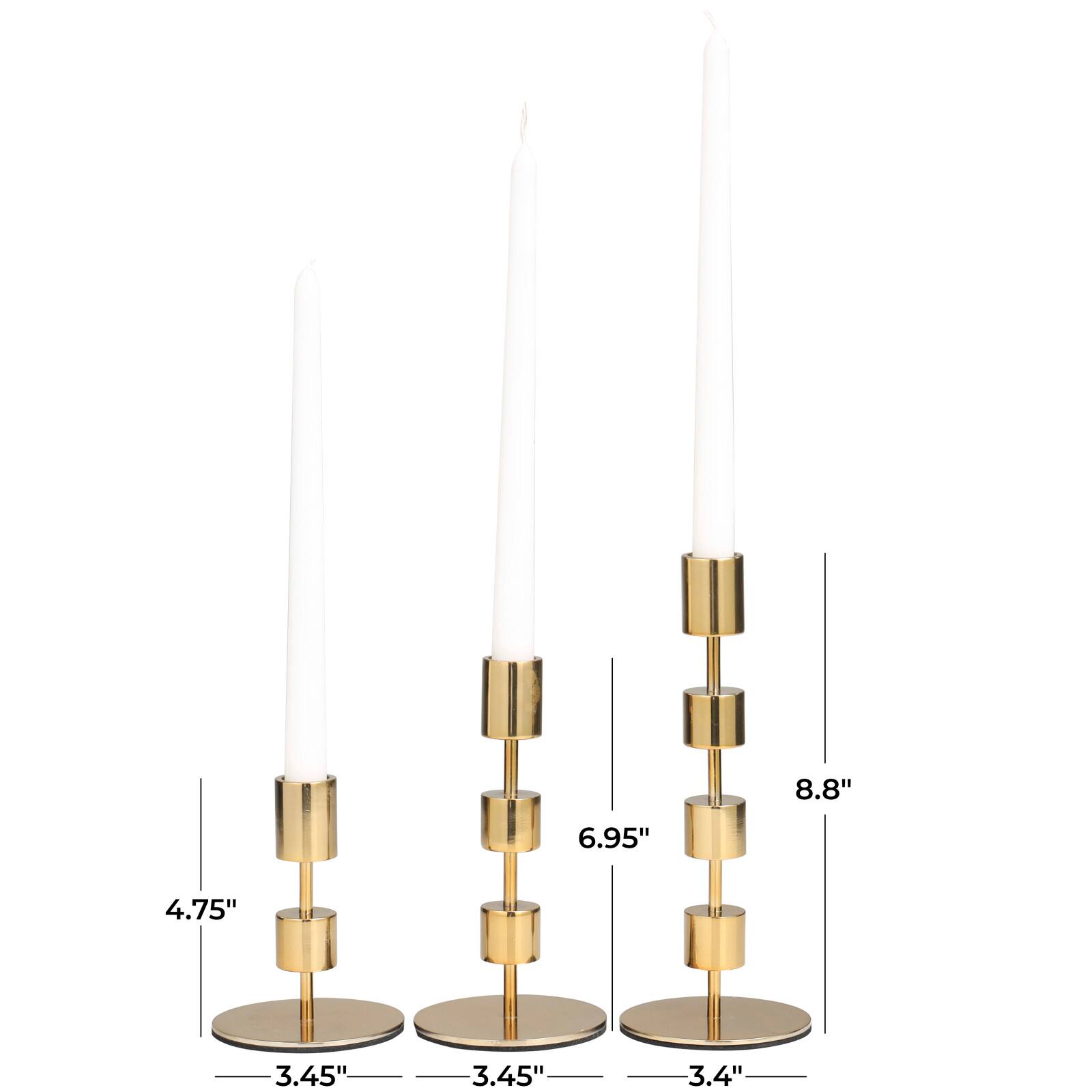 Gold Aluminum Floating Block Abstract Candle Holder with Rounded Base Set