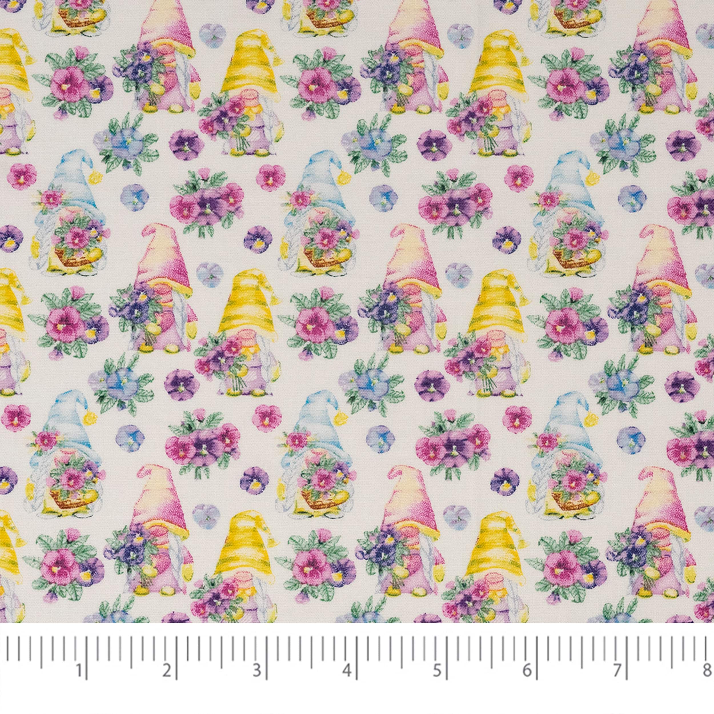 SINGER Gnomes & Morning Glory Cotton Fabric