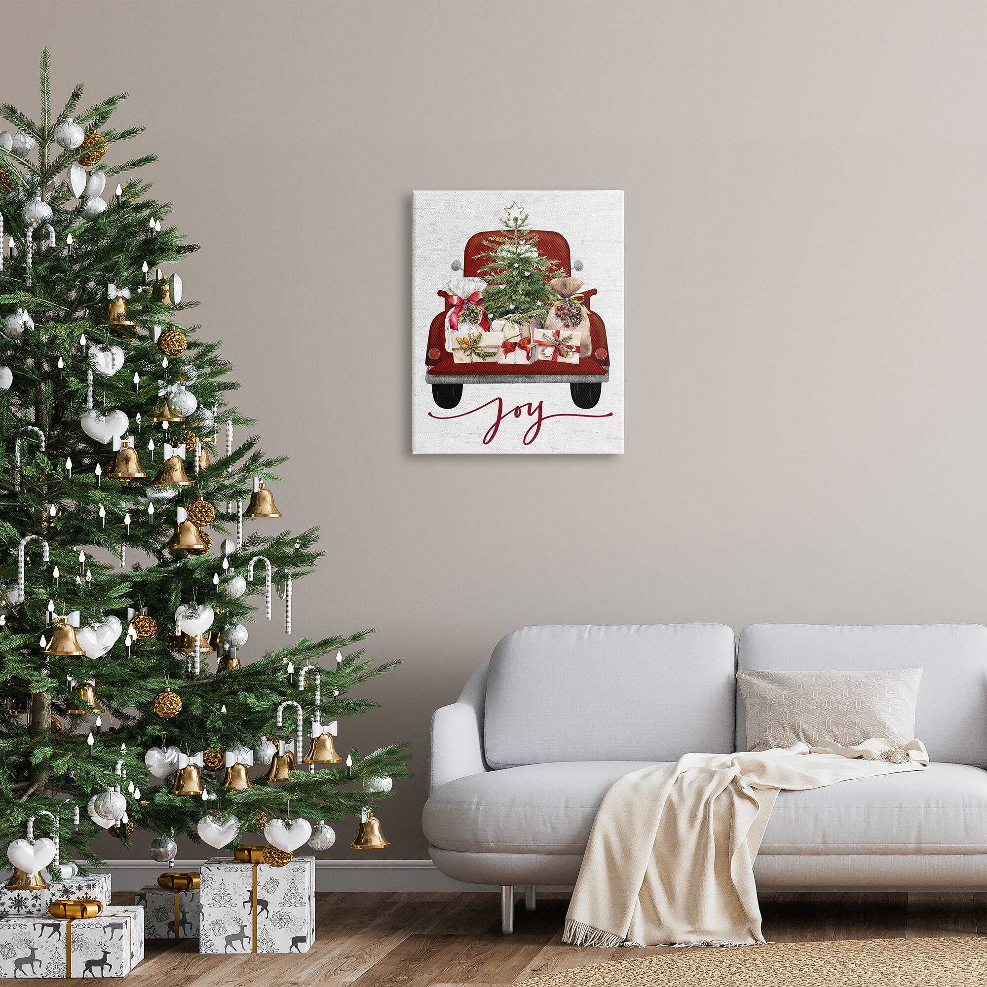 Stupell Industries Joy Holiday Red Gift Truck Canvas Wall Art