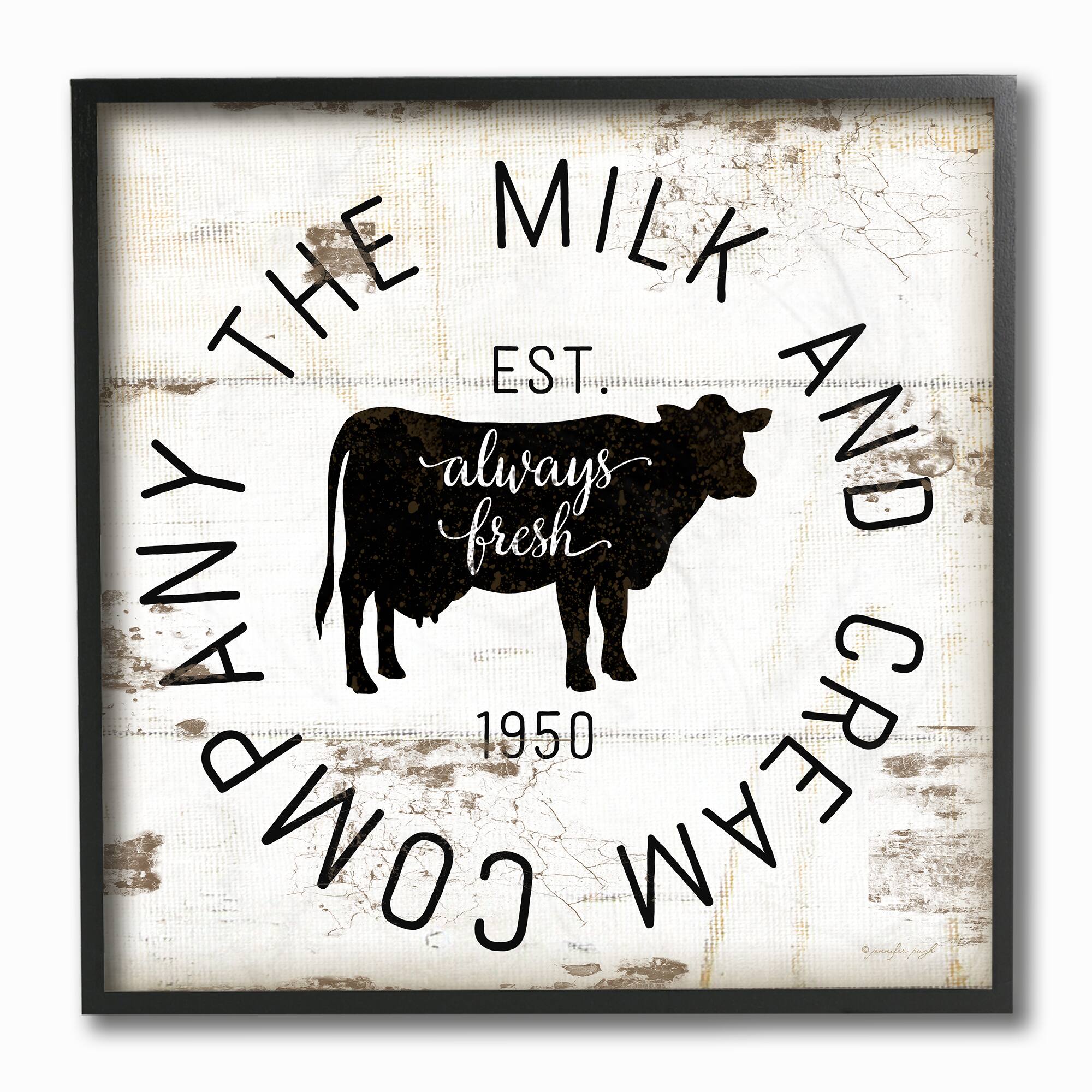 Stupell Industries Milk and Cream Company Vintage Sign, 12" x 12"