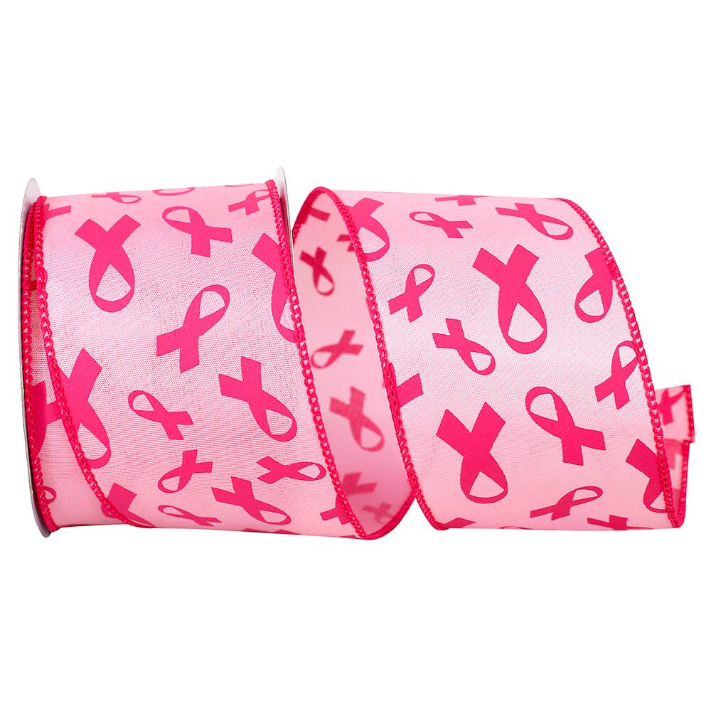 JAM Paper 2.5" x 10yd. Pink Breast Cancer Awareness Wired Ribbon