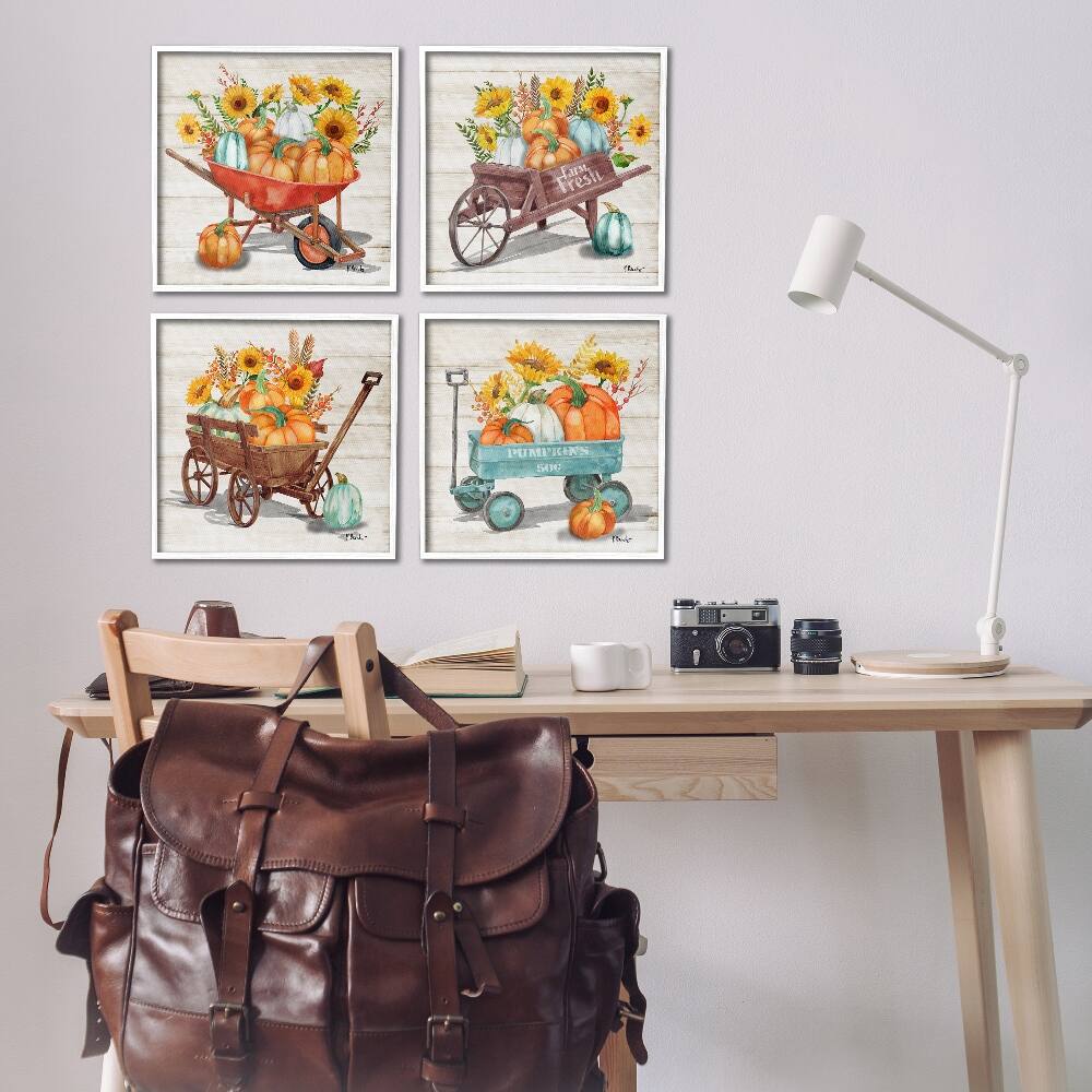 Stupell Industries Autumn Harvest Wagons Framed Giclee Art