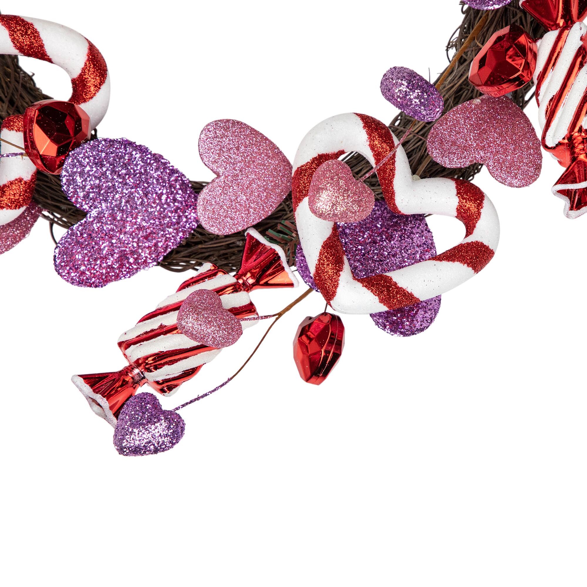 16" Pink & Purple Valentine's Day Candies & Hearts Wreath