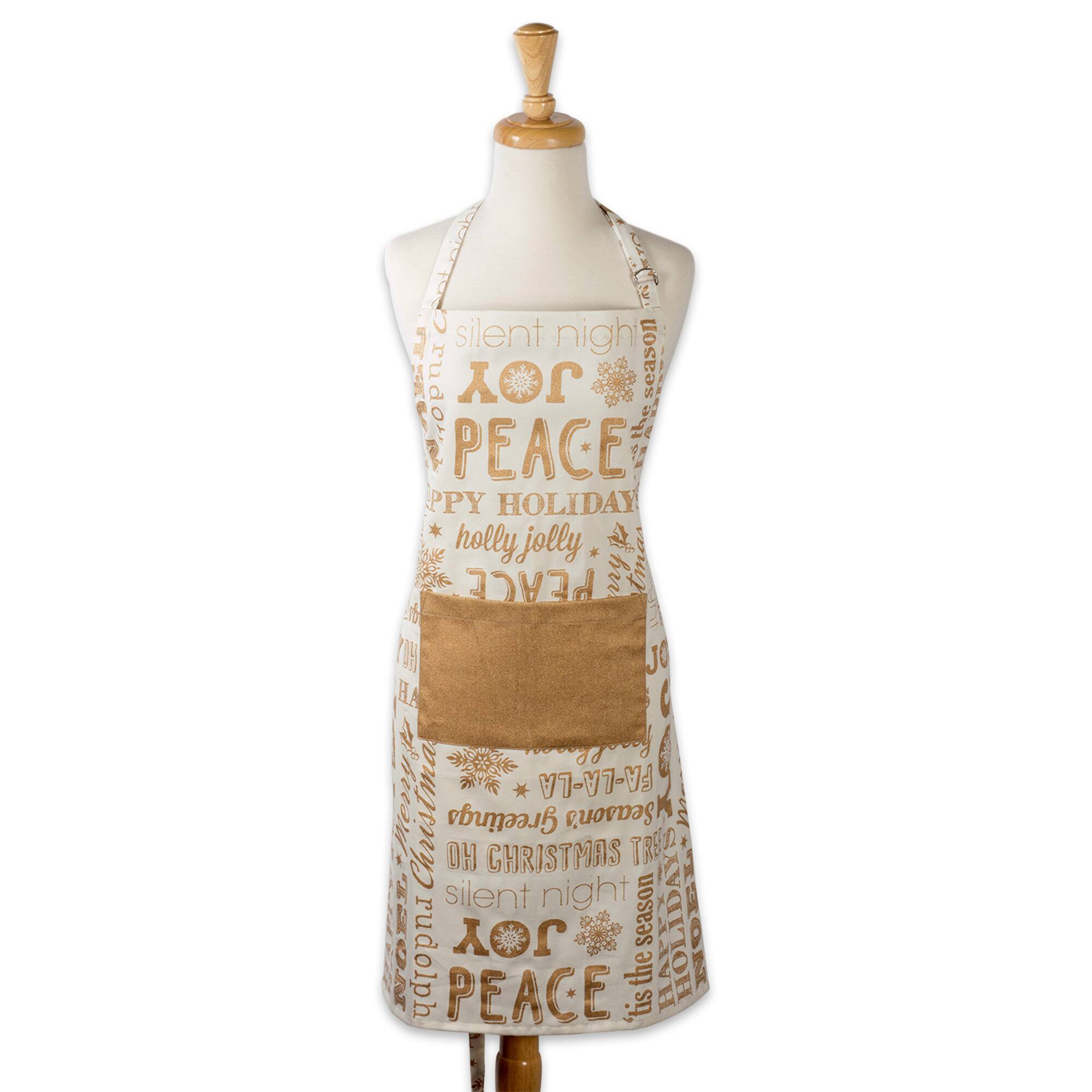 DII® Gold Christmas Collage Chef Apron