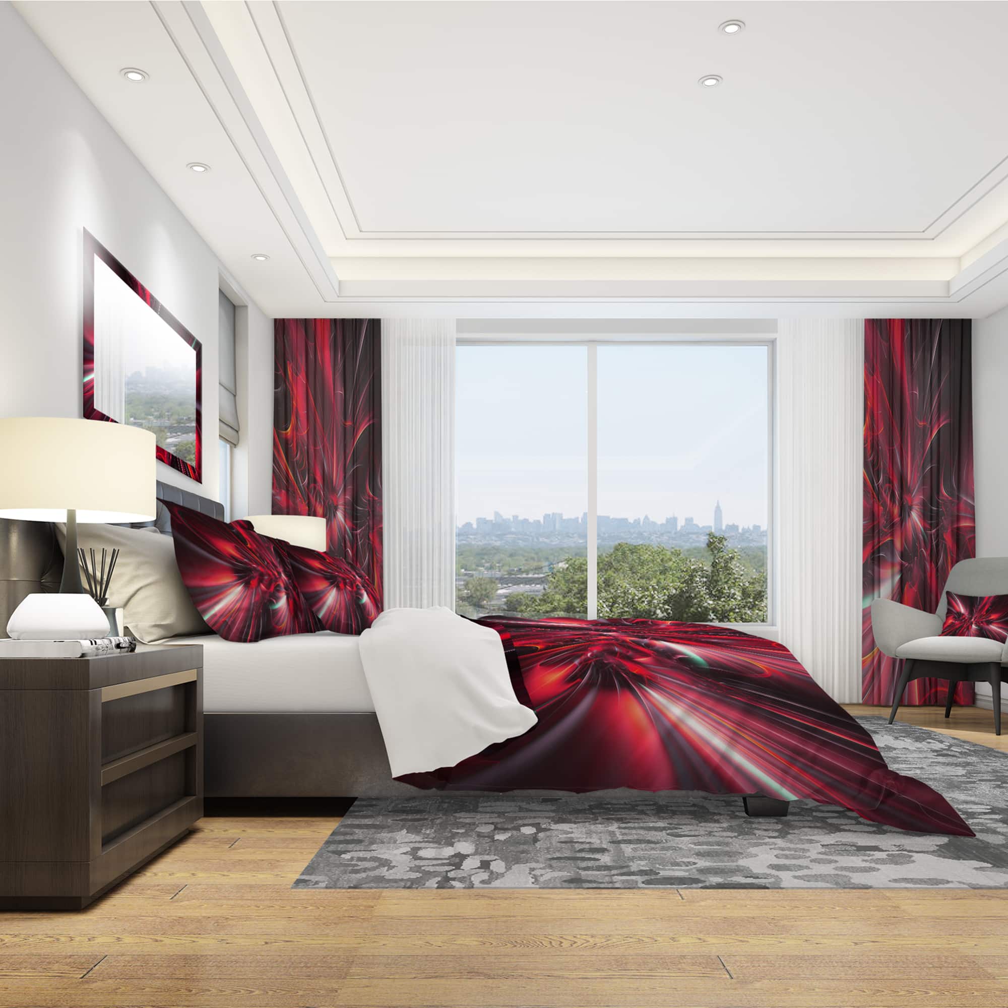 Designart 'Red Implosion' Modern & Contemporary Bedding Set
