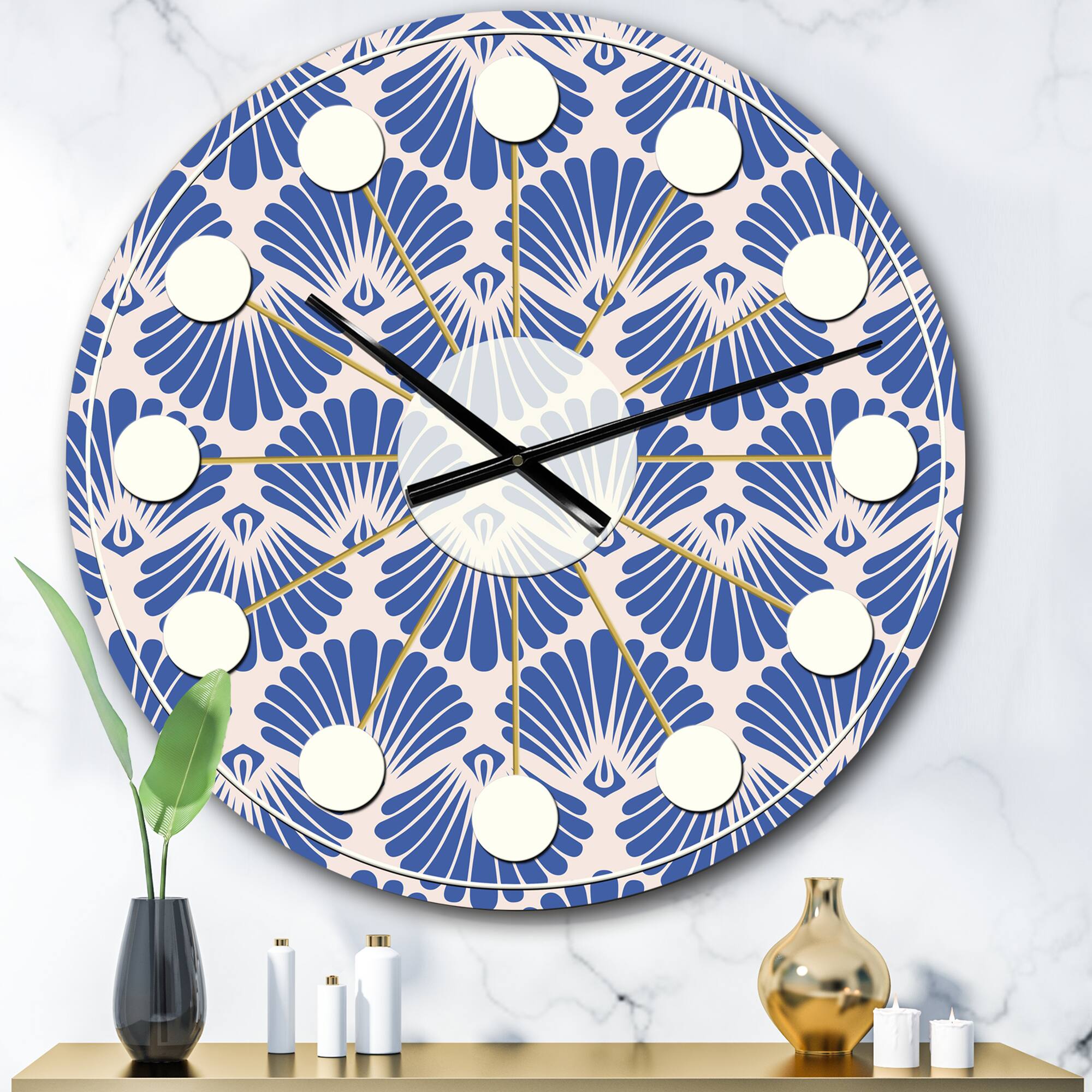 Designart 'Retro Blue Waves Mid-Century Modern Wall Clock