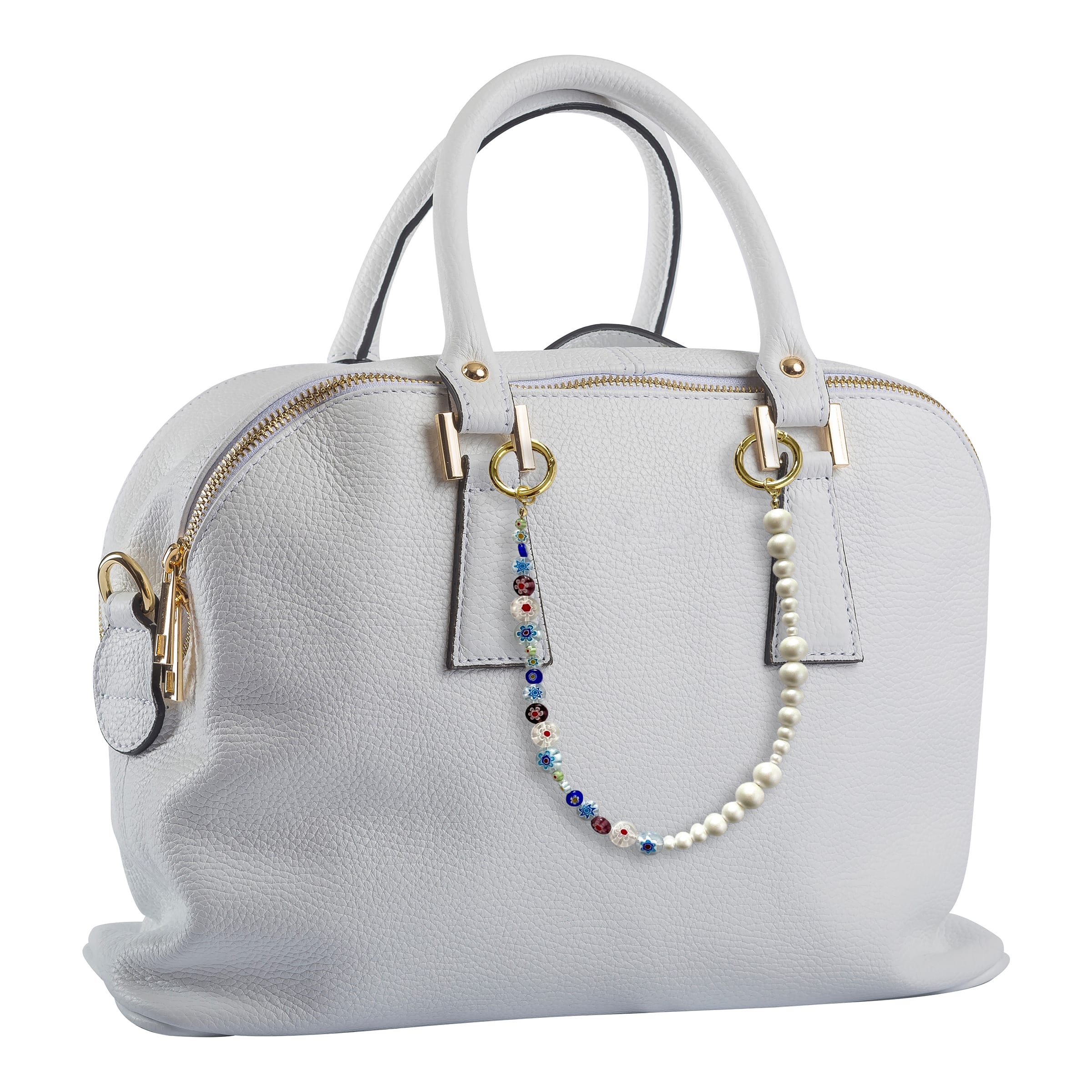 Charmed Bar Glass Flower Bead & White Faux Pearl Bag Chain by Bead Landing™