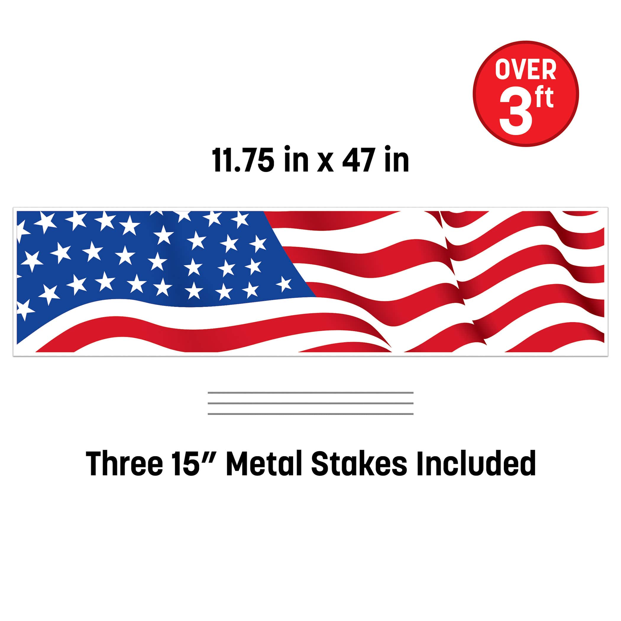 Beistle 11.75" x 47" Jumbo American Flag Yard Sign