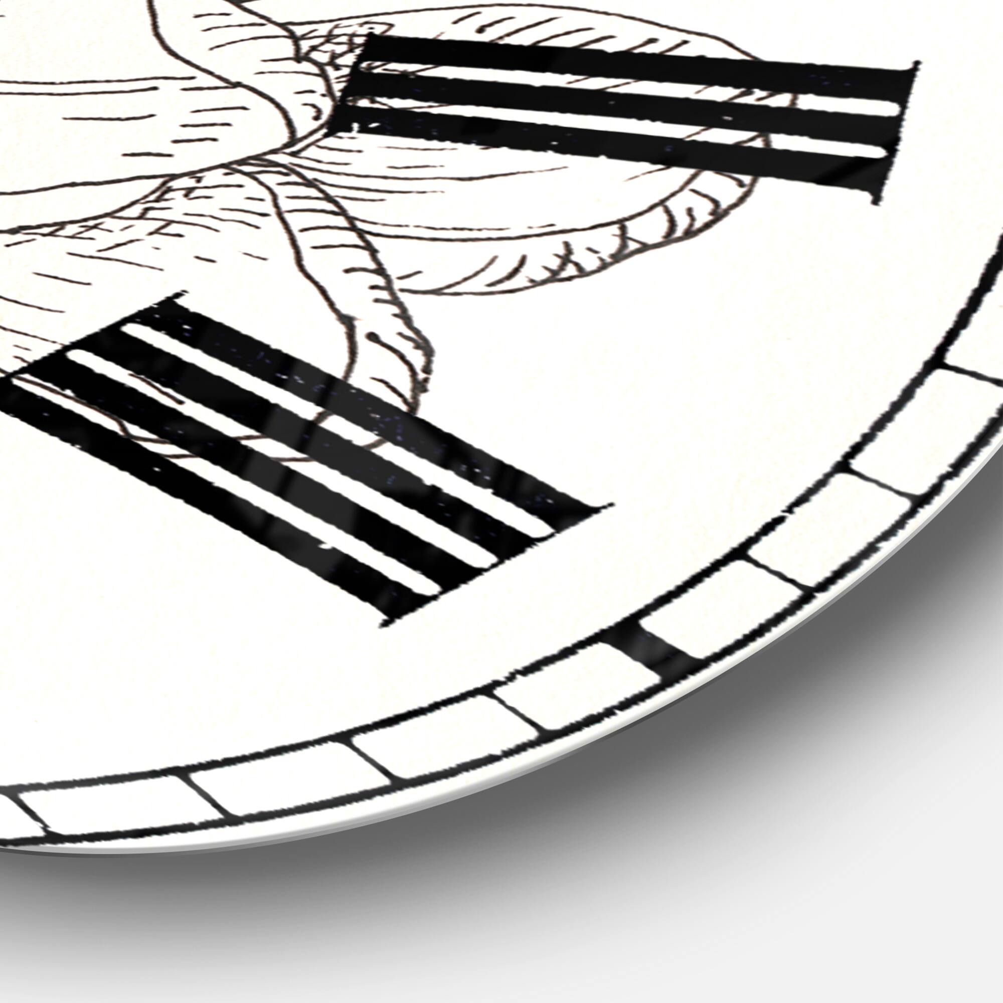 Designart 'Pen And Ink Florals Iv Farmhouse Wall Clock